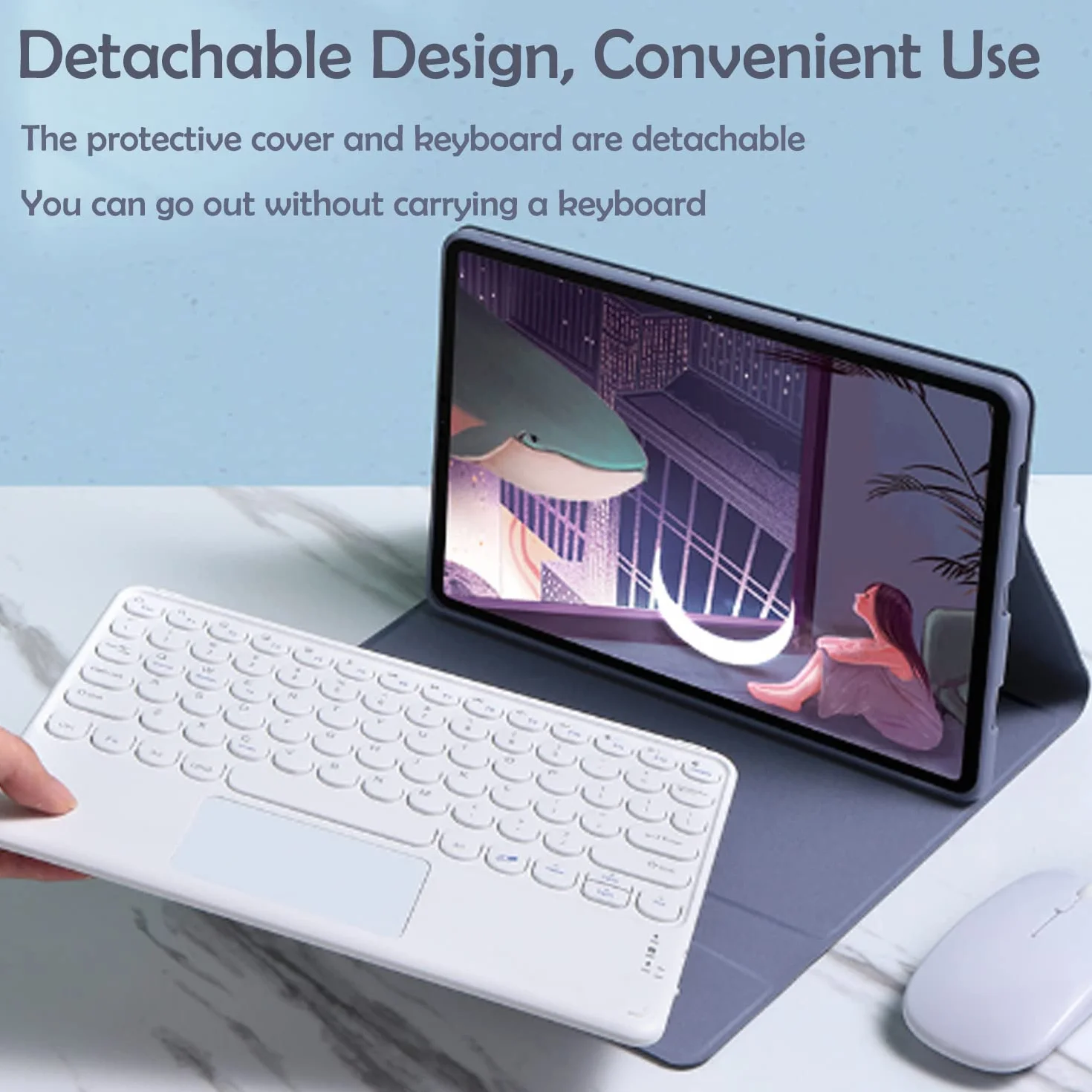 TouchPad etui na klawiaturę z myszką do Xiaomi RedMi Pad 10,6 cala 2022, etui folio klawiatura z magnetycznie odłączaną klawiaturą bezprzewodową do tabletu RedMi Pad 10,61" wydany 2022, czarny