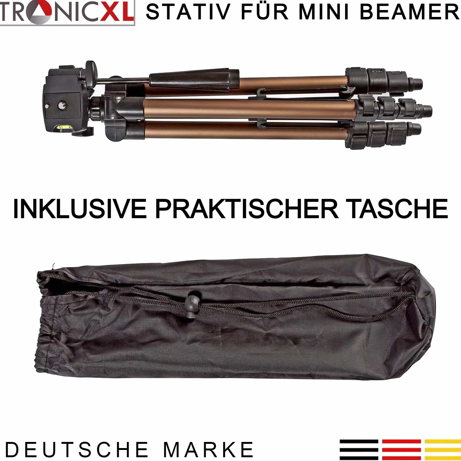 TronicXL Tripod19P - Statyw do projektora 1/4" - kompatybilny z Philips, BenQ, Asus, Acer, Epson, Sony, Panasonic, WiMiUS, TOUMEI, Merisny, QKK, OTHA, Android, Aiptek