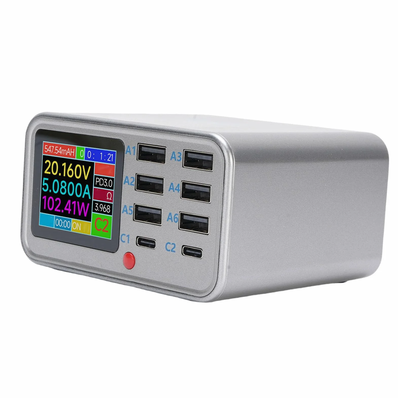 Naroote Stacja ładująca z Wieloma Portami USB i Bezprzewodowa, 8-portowy Koncentrator ładujący USB o Mocy 100 W, Szybkie ładowanie QC3.0 PD do Telefonu Komórkowego i Tabletu (wtyczka UE)