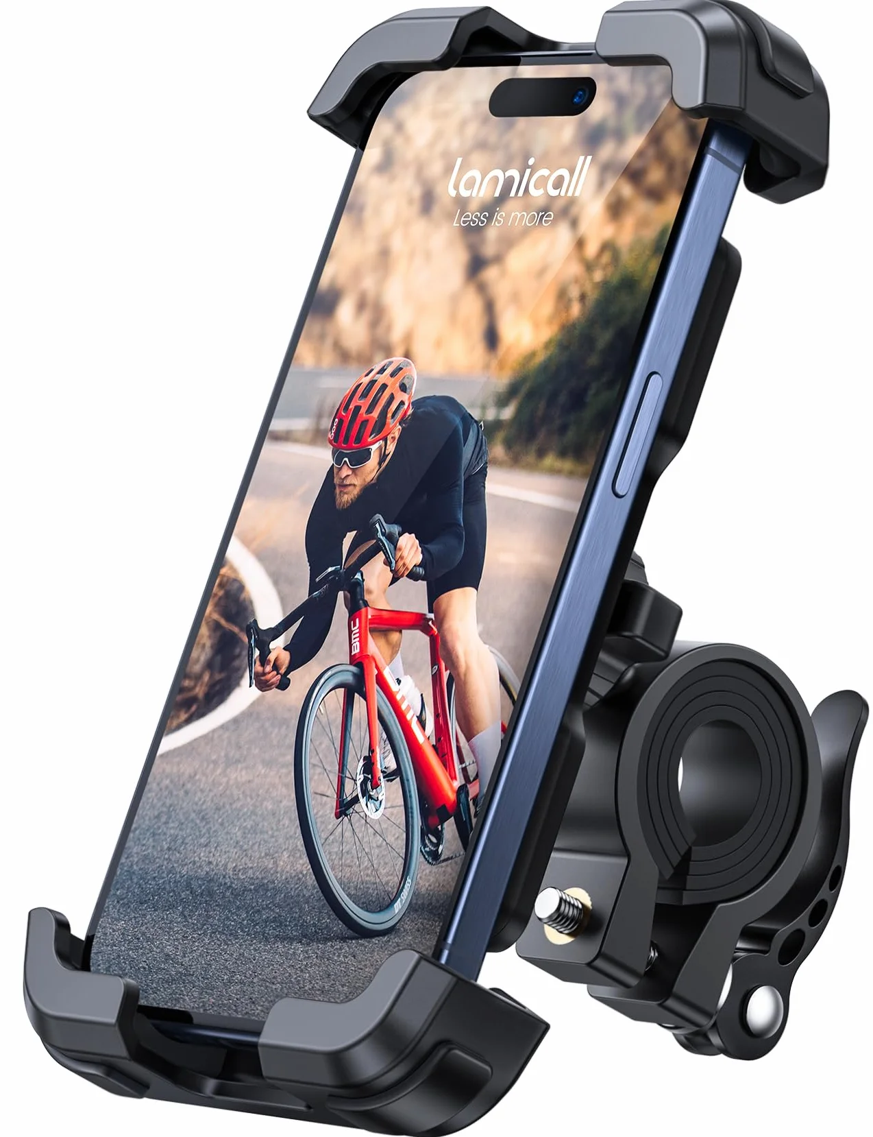 Lamicall Uchwyt na telefon komórkowy, rower, uchwyt na telefon komórkowy – uniwersalny uchwyt rowerowy 360° do iPhone 15 14 Pro Max Plus, SE, 13 12 Pro Max Mini, 11, Xs Max, XR, X, 8, 7, Samsung