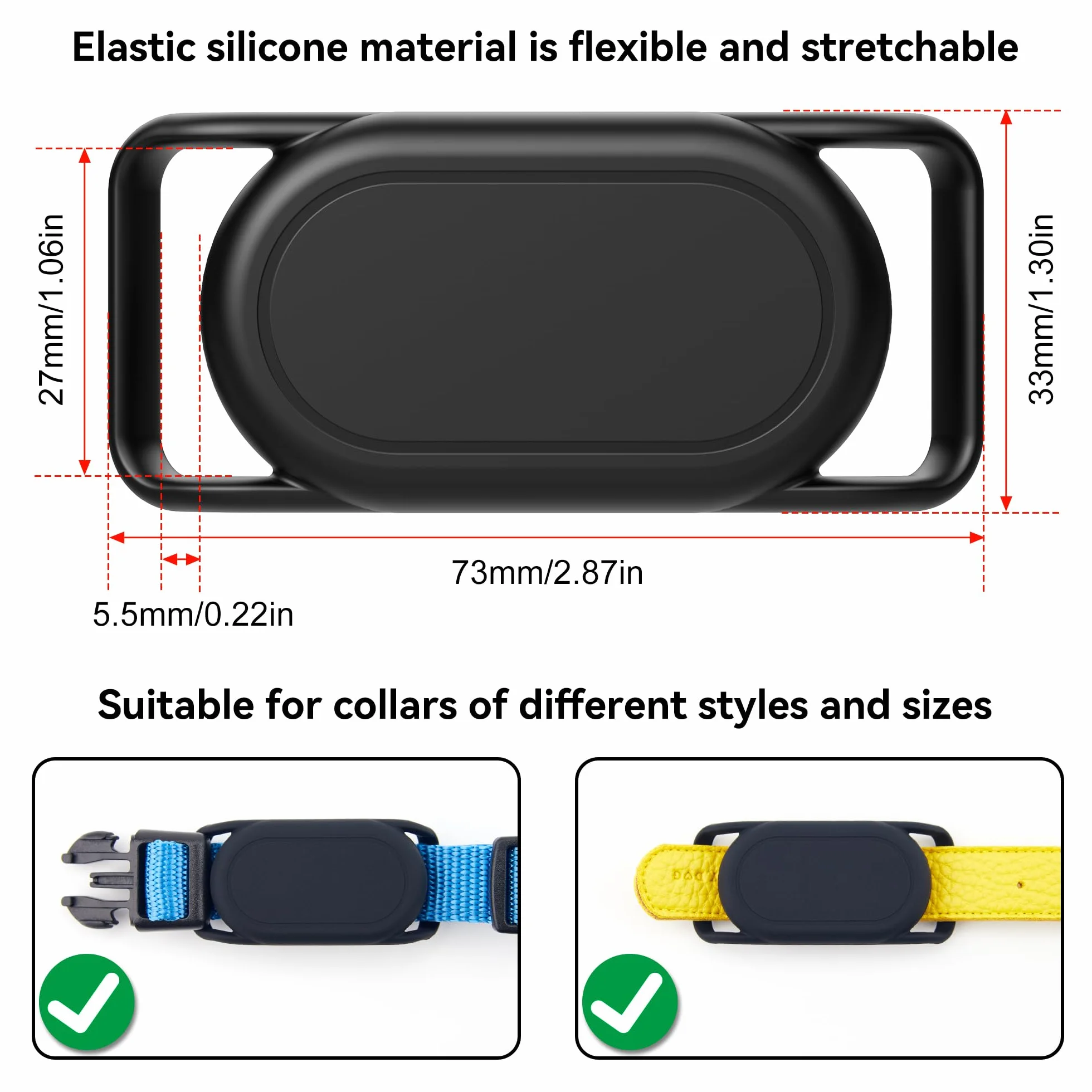 DDJ [2 sztuki] Uchwyt na obrożę dla psa do Samsung Smart Tag 2, GPS Tracker dla psa, wodoodporne silikonowe etui do Galaxy Smarttag2, odporne na zgubienie i zarysowania, dla kotów, zwierząt domowych