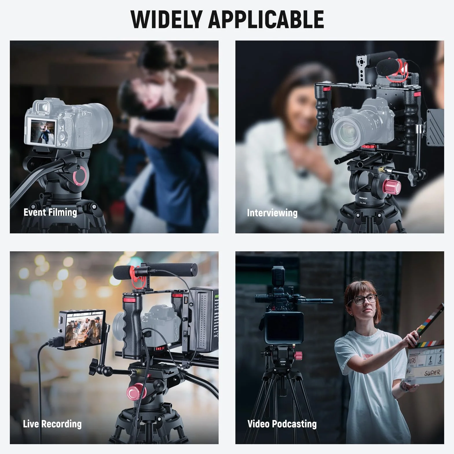 NEEWER Statyw do kamery wideo 2 m z głowicą fluidową, wysokiej wydajności statyw z aluminium z szybkim zapięciem i płytą QR kompatybilny z aparatami Canon Nikon Sony DSLR, maks. nośność 17,6 lb LL38