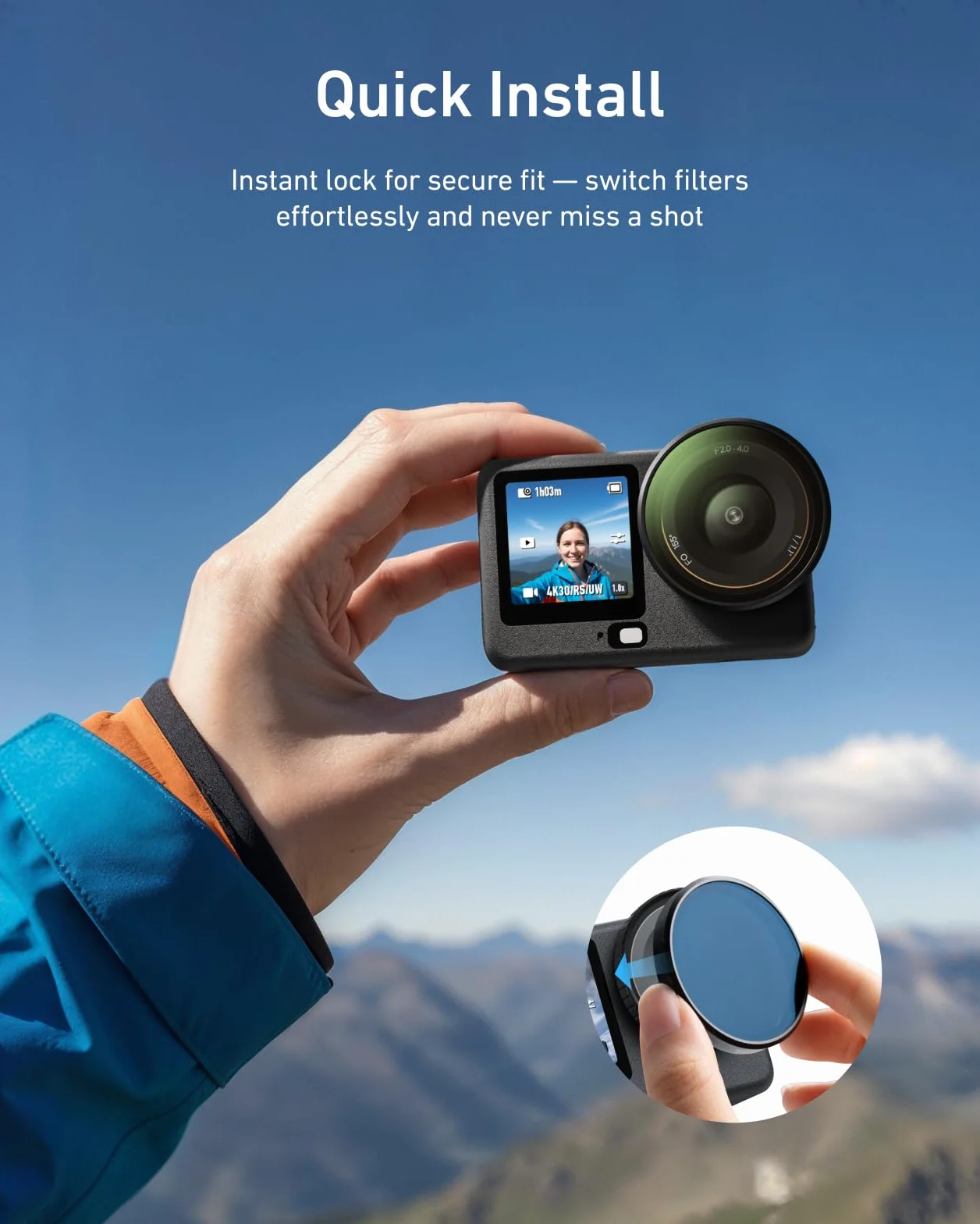 TELESIN CPL ND zestaw filtrów do DJI Osmo Action 6 – 4-pak ND8 ND16 ND32 filtr polaryzacyjny, szybkomocowany filtr neutralnej gęstości, szkło optyczne HD wielowarstwowo powlekane, akcesoria Creator