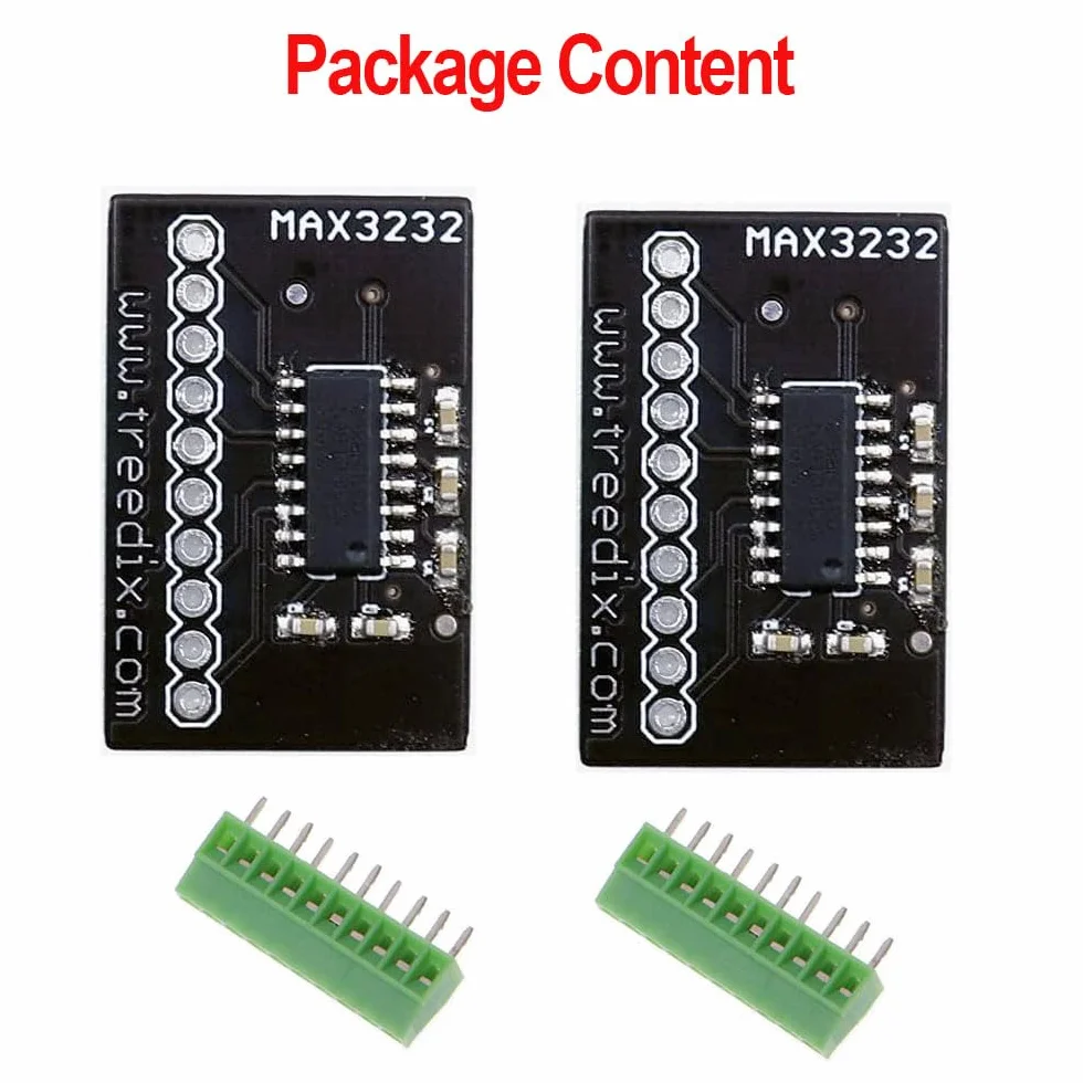 Treedix 2 szt. Mini RS232 na TTL MAX3232 adapter konwertujący płytka nadajnika-odbiornika Breakout Board 3V-5V