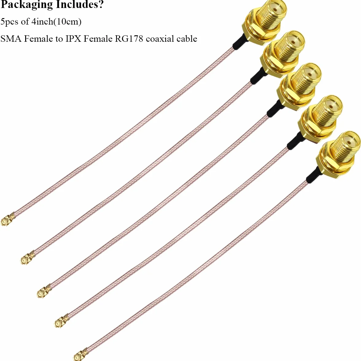 TUOLNK IPX do SMA kabel SMA żeński do U.FL IPX IPEX RG178 kabel koncentryczny do modułu GPS Mini PCI UFL do SMA kabel przedłużający anteny Wi-Fi 4 cale (10 cm) 5 szt