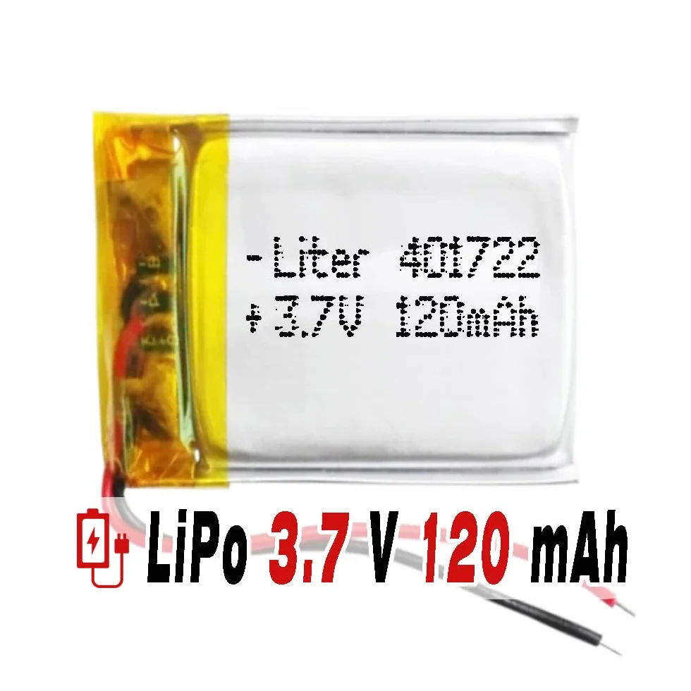 Bateria 401722 LiPo 3.7V 120mAh 0.444Wh 1S 5C Liter Energy Battery Akumulator dla Elektroniki ładowalny litowy polimerowy telefon - Nie nadaje się do sterowania radiowego 24x17x4mm (120mAh|401722)