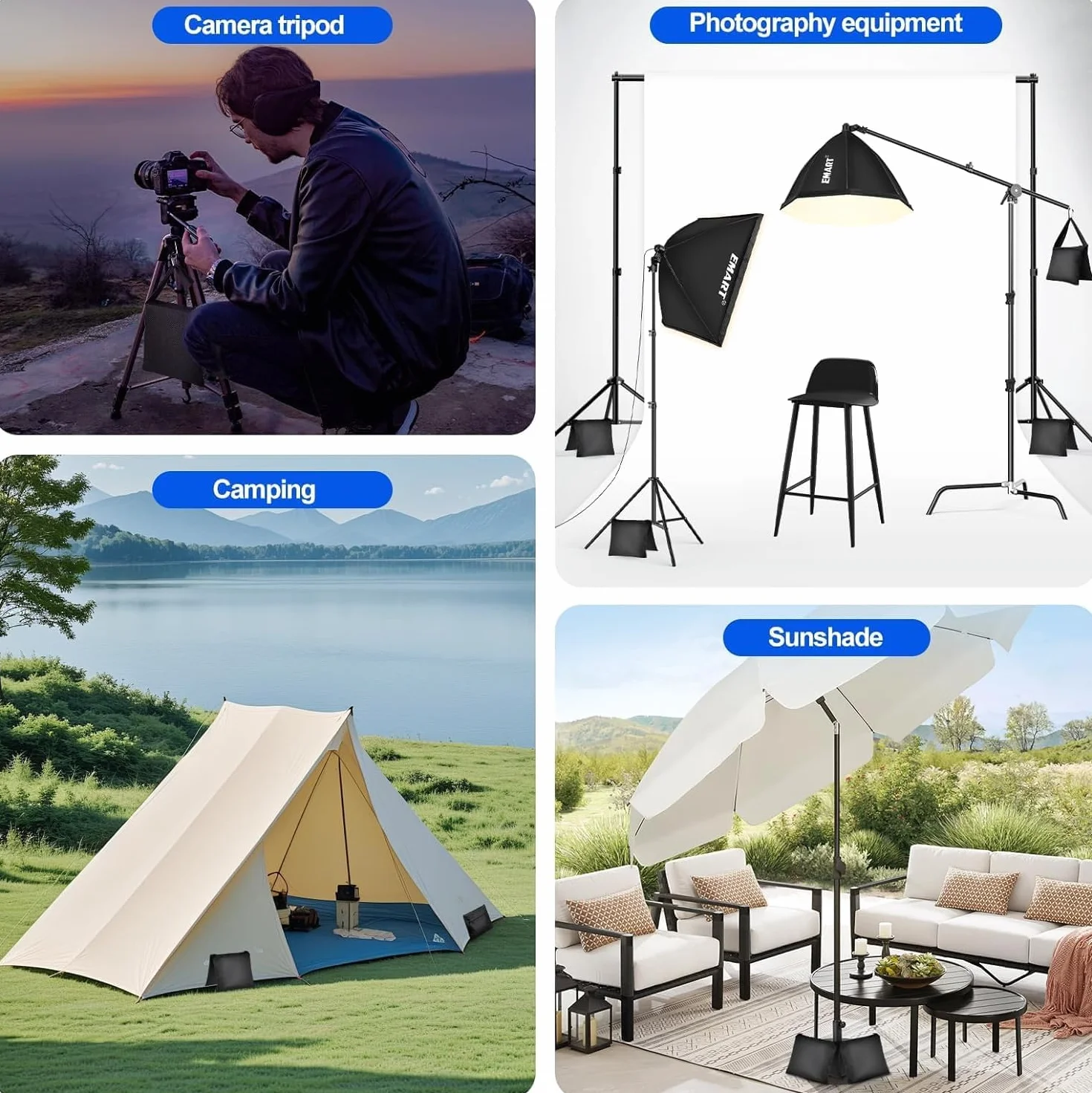 EMART Wytrzymały worek z piaskiem, torby do studia fotograficznego, torba siodłowa, stojak fotograficzny, lekki statyw, patio na zewnątrz, sport, zestawy fotograficzne, zestawy filmowe, produkcje na