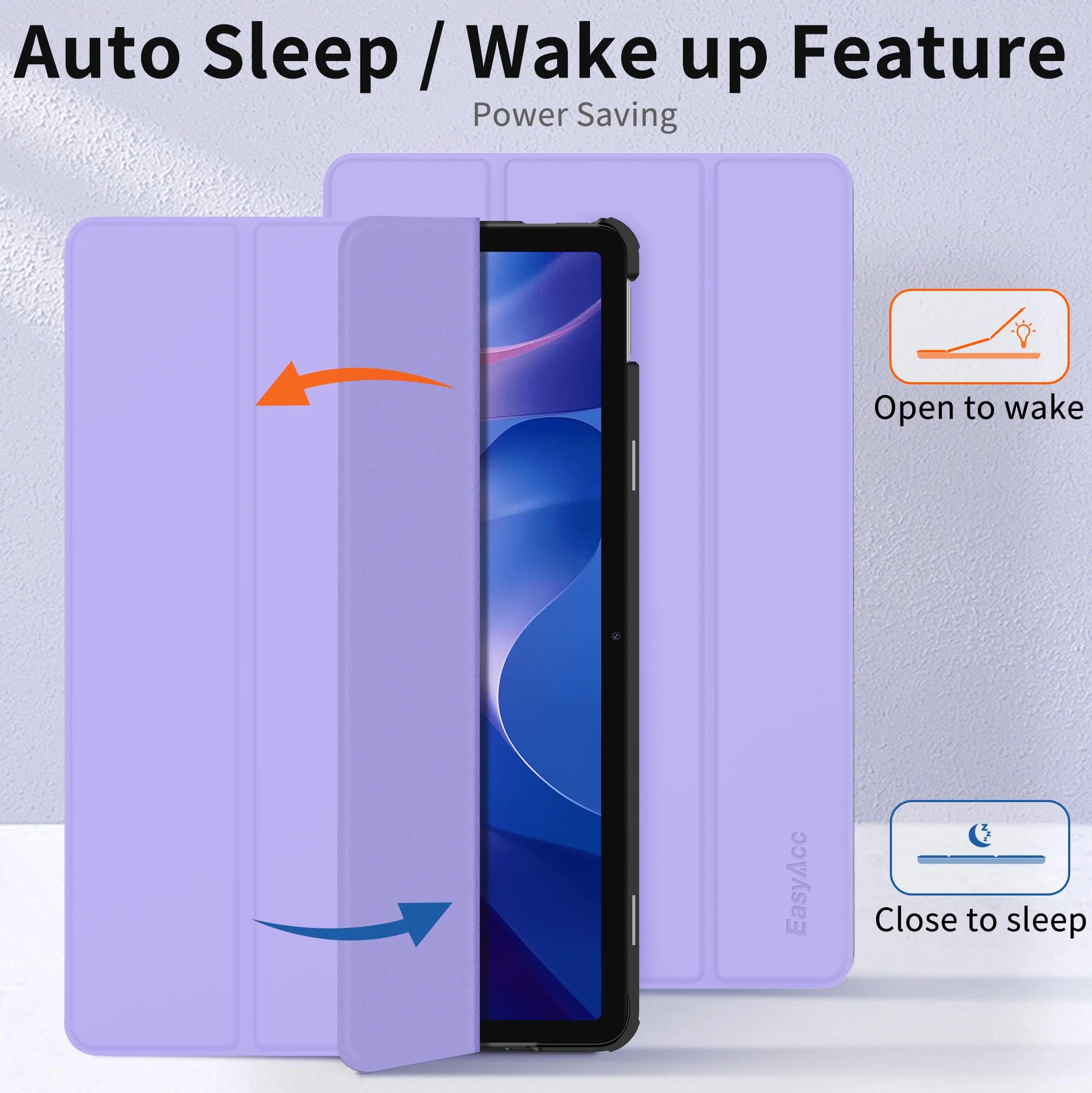 Etui do Xiaomi Redmi Pad 2 11 cali, ochronne, ultra cienka skóra poliuretanowa, stojak, automatyczne wygaszanie (fioletowe)