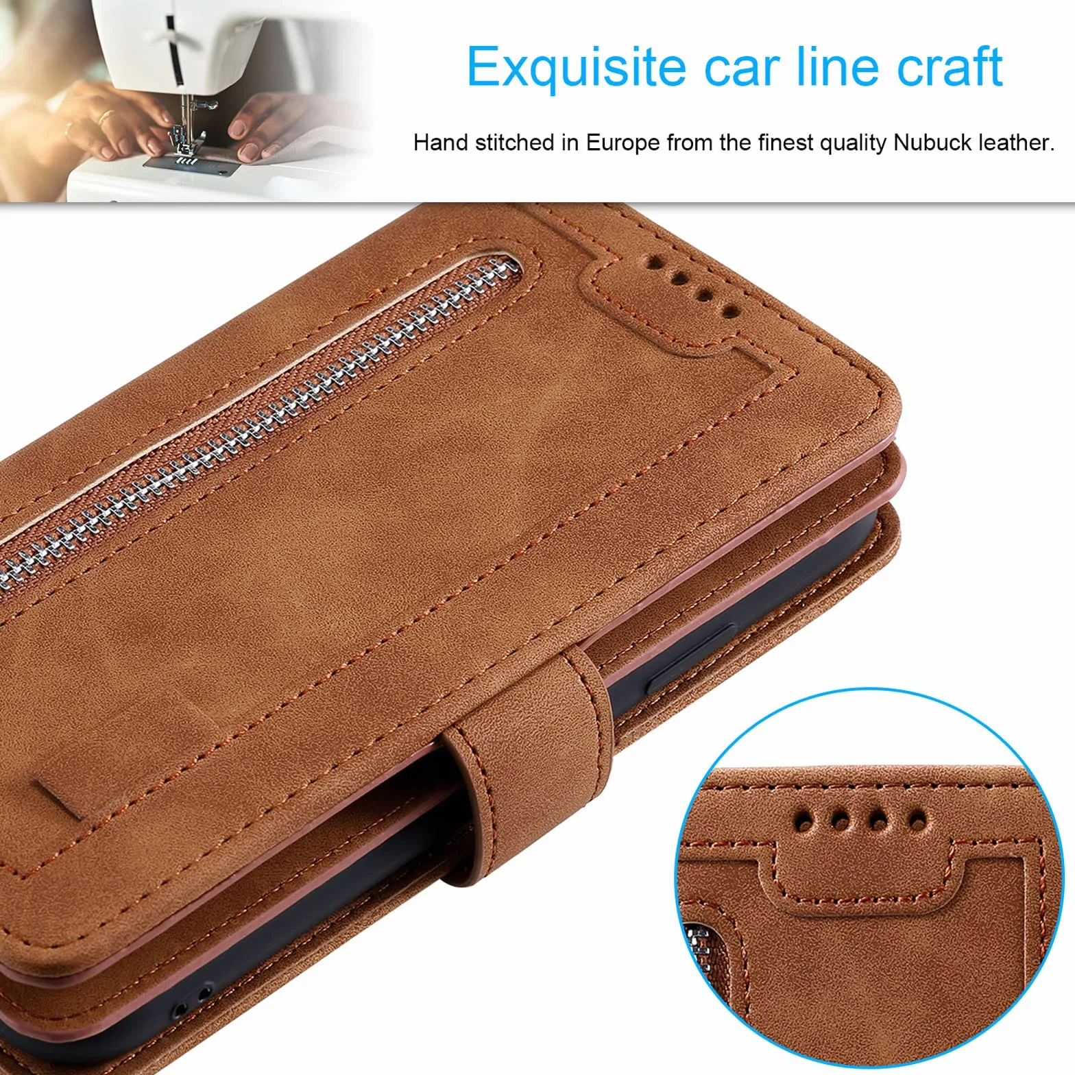 Etui do iPhone 14/14 Pro/14 Plus/14 Pro Max, skórzane etui na telefon komórkowy, portmonetka ochronna, portfel z 9 przegródkami na karty, etui z klapką, odporne na uderzenia, brązowe, 14 Pro 6,1"