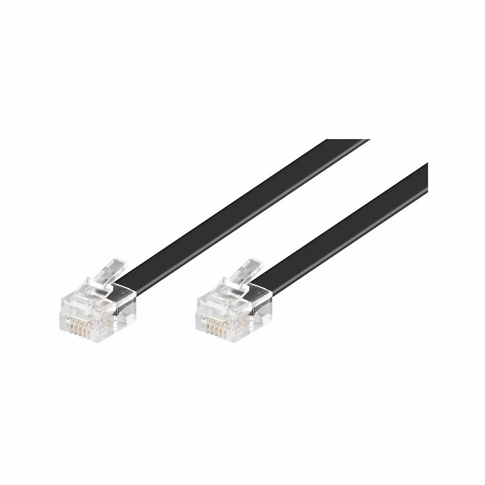 Goobay 50321 Modułowy kabel przyłączeniowy 3 metry, czarny - wtyczka RJ12 (6P6C) na wtyczkę RJ12 (6P6C)