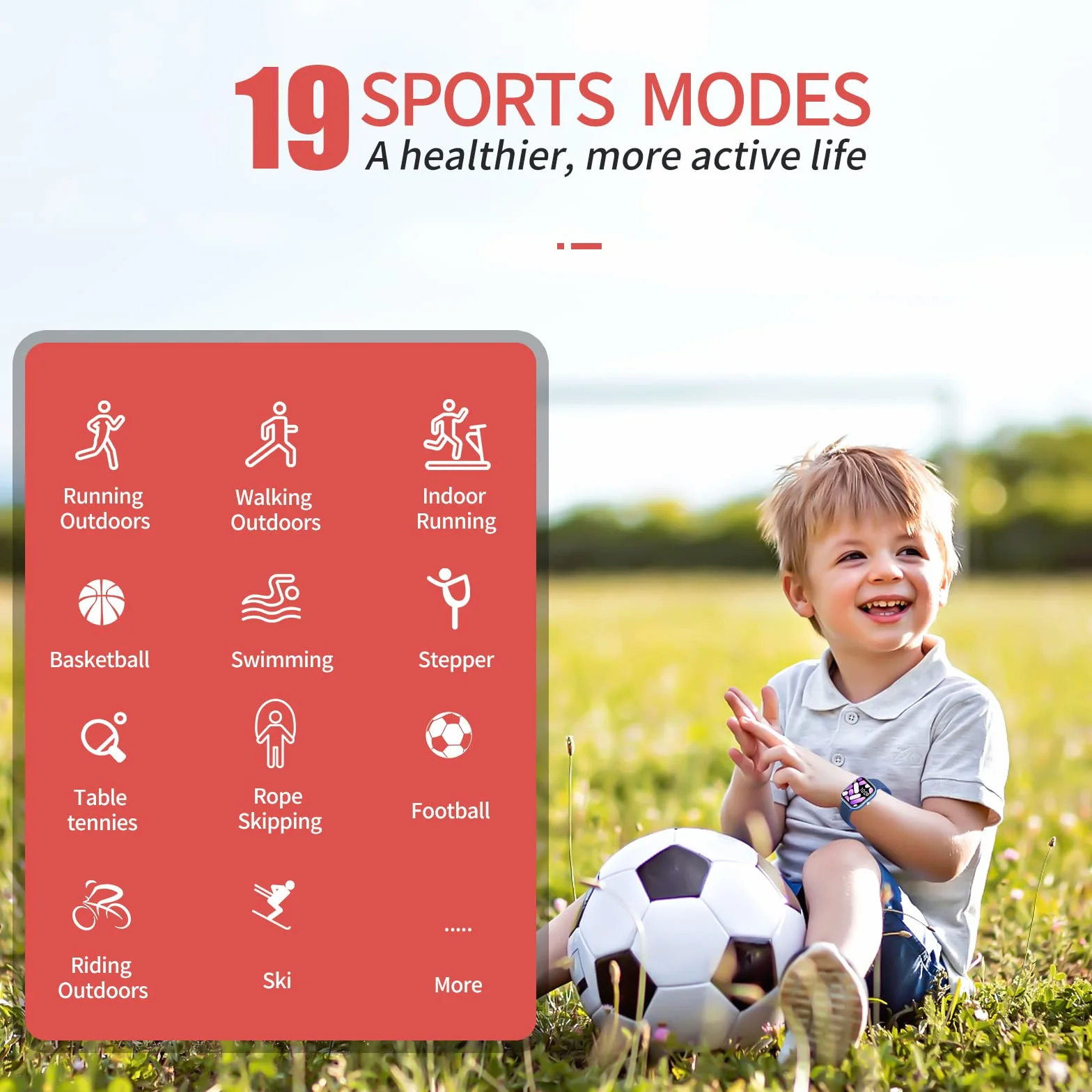 ids Fitness Tracker zegarek IP68, wodoodporny smartwatch dla dzieci z 19 trybami sportowymi, krokomierzem, trybem snu, dla dzieci, chłopców, dziewcząt