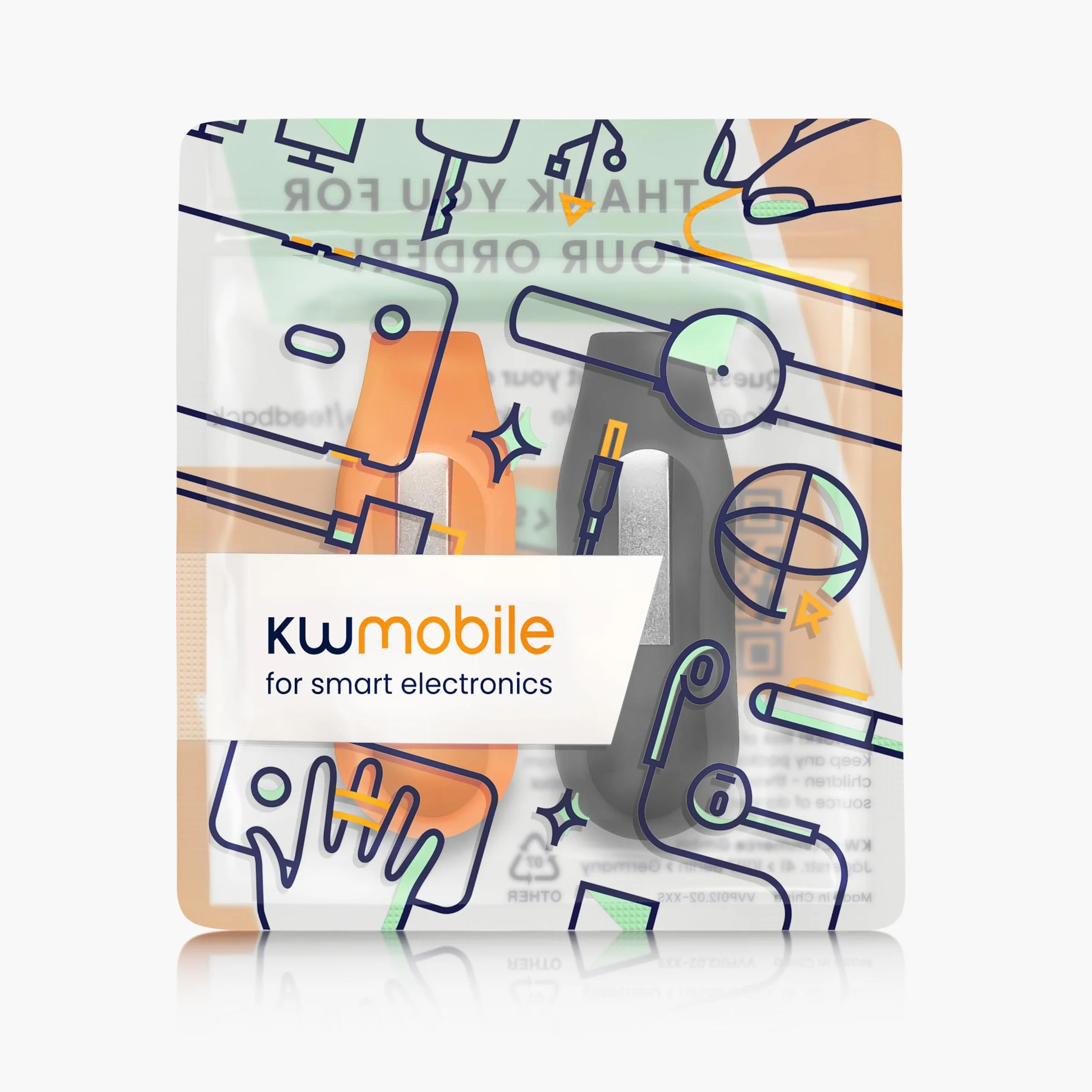 kwmobile 2 x uchwyty na klipsy kompatybilne z Xiaomi Mi Band 10/9 / 8 – zestaw zamienny z klipsem – czarny/pomarańczowy