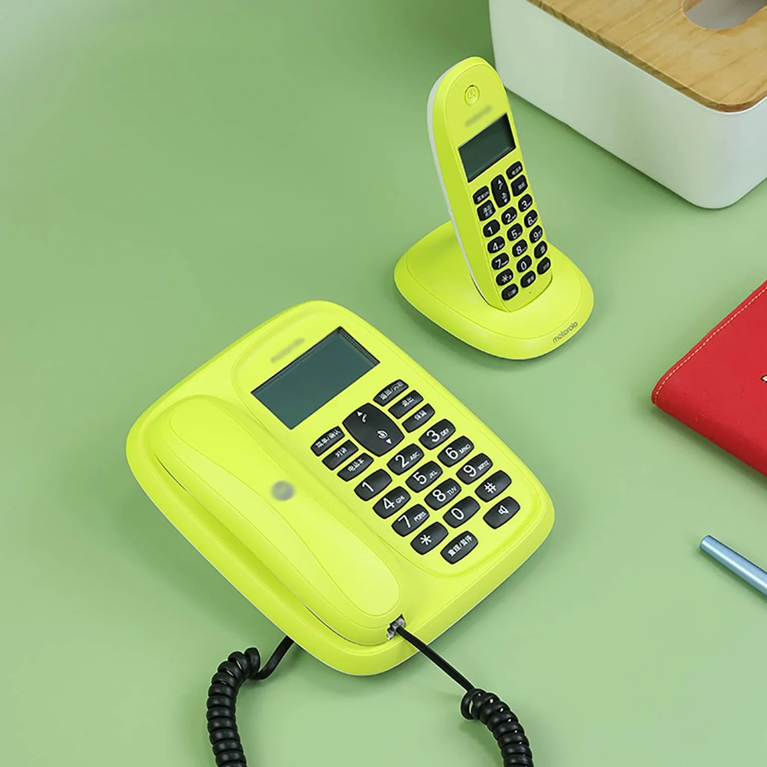 telefon stacjonarny stacjonarny + bezprzewodowy - z 100-procentową blokadą połączeń irytujących i wyświetlaczem LCD - połączenia trójstronne - 10 godzin rozmów/100 godzin(Biały 2)