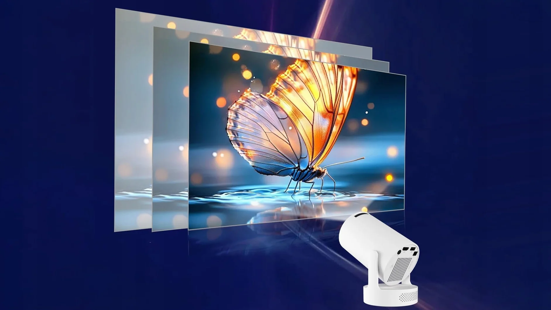 CIRON HY300 Ultra Projektor Multimedialny Android 14 WiFi 6 Bluetooth 5.4 LED 170 ANSI HD 720P Auto Keystone ScreenCast Kino Domowe Mini Smart Projektor HDMI USB Rzutnik do Oglądania Filmów Seriali