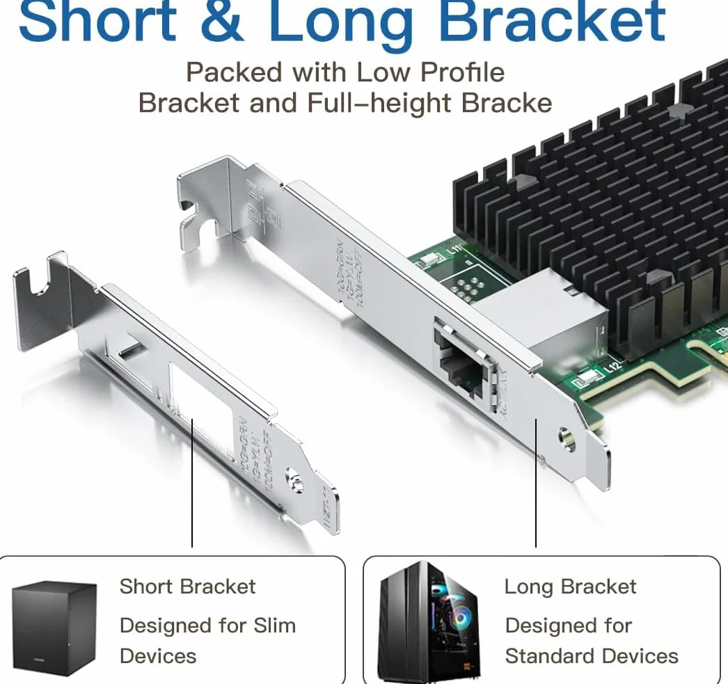 Karta sieciowa PCI-E 10 Gb RJ45 NIC,porównywalna z Intel X540-T1,Intel X540-BT2, pojedynczym portem RJ45, PCI Express X8, konwergentna karta sieciowa Ethernet, obsługująca Windows/Linux/VMware