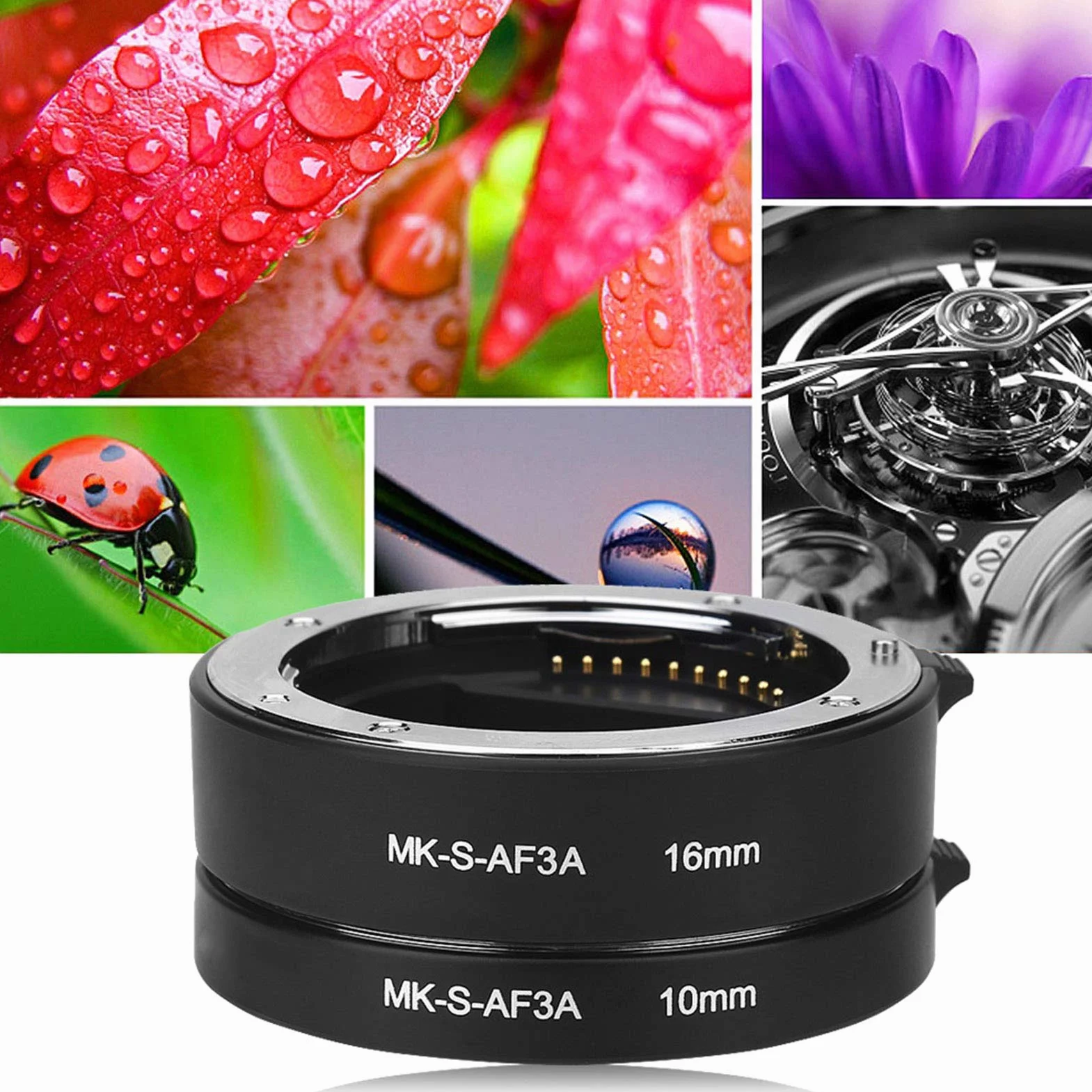 Zestaw pierścieni przedłużających EBTOOLS, automatyczny autofokus 10 mm 16 mm rurka przedłużająca makro Zestaw rur przedłużających obiektyw do serii Sony E / FE NEX3 NEX5 NEX6 NEX7 A5000 / A6000 / A7 / A7M2