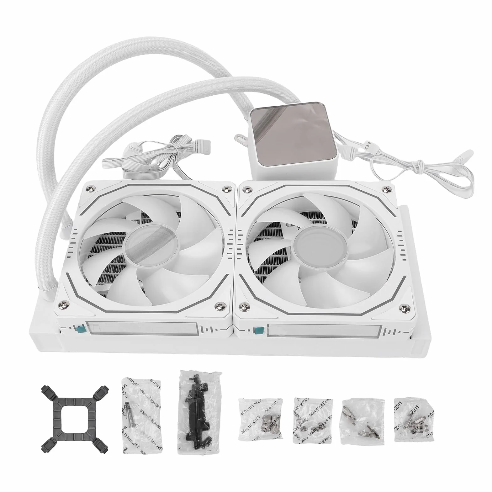 PUSOKEI Płynna Chłodnica Procesora AIO 240 Mm |ARGB 2,2-calowy Ekran LCD dla AM4 AM5 z pętlą zamkniętą (WHITE)