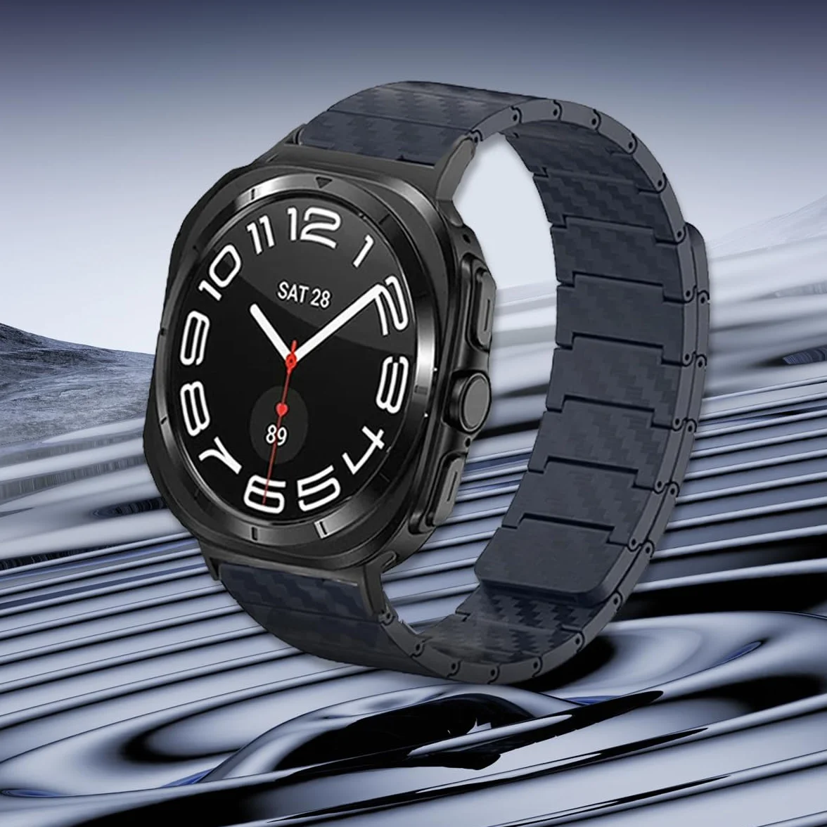 Magnetyczny pasek z włókna węglowego do Samsung Galaxy Watch 7 Ultra 47 mm bransoletka lekki pasek do zegarka Galaxy Watch Ultra 47 mm paski do zegarków