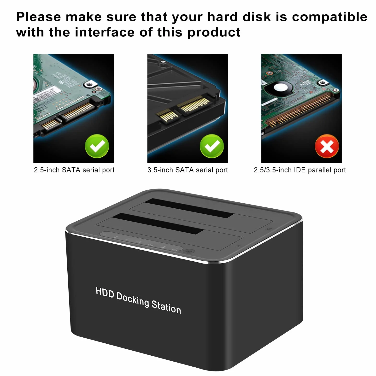 120 cm USB 3.0 do podwójnego SATA antypoślizgowa stacja dokująca do dysków twardych 2,5/3,5 cala HDD SSD / funkcja klonowania offline