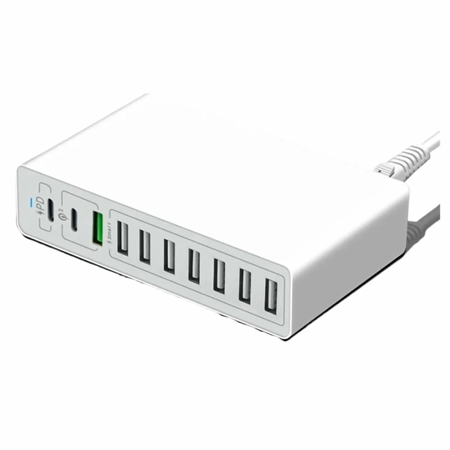 Stacja ładująca USB Wieloportowa Ładowarka USB Stacja Ładująca O Mocy 65 W. Wieloportowa, Podróżna Szybka Ładowarka Ścienna(Color:65W White 10 Port)