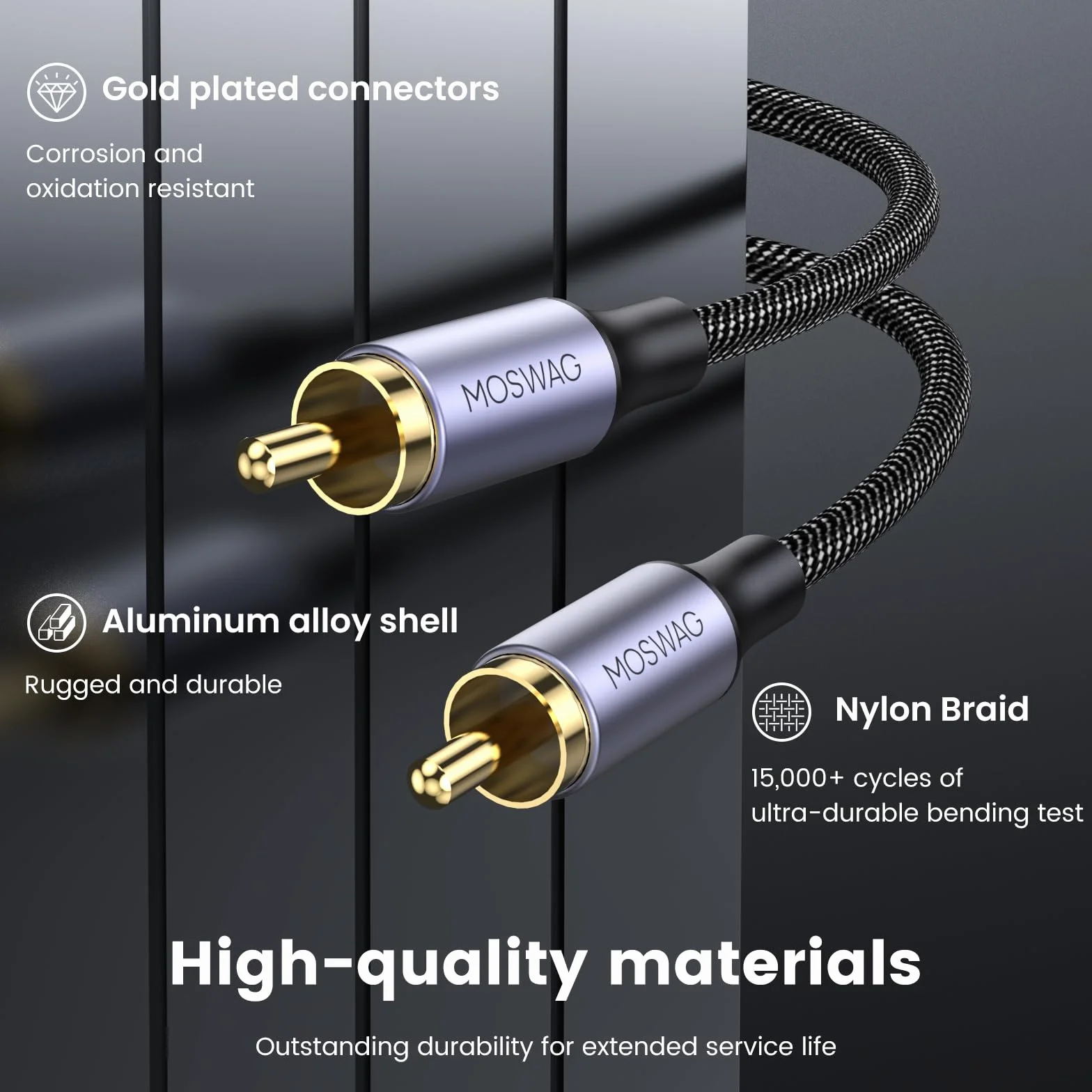 MOSWAG kabel RCA cyfrowy koaksjalny Cinch 3M do subwoofera