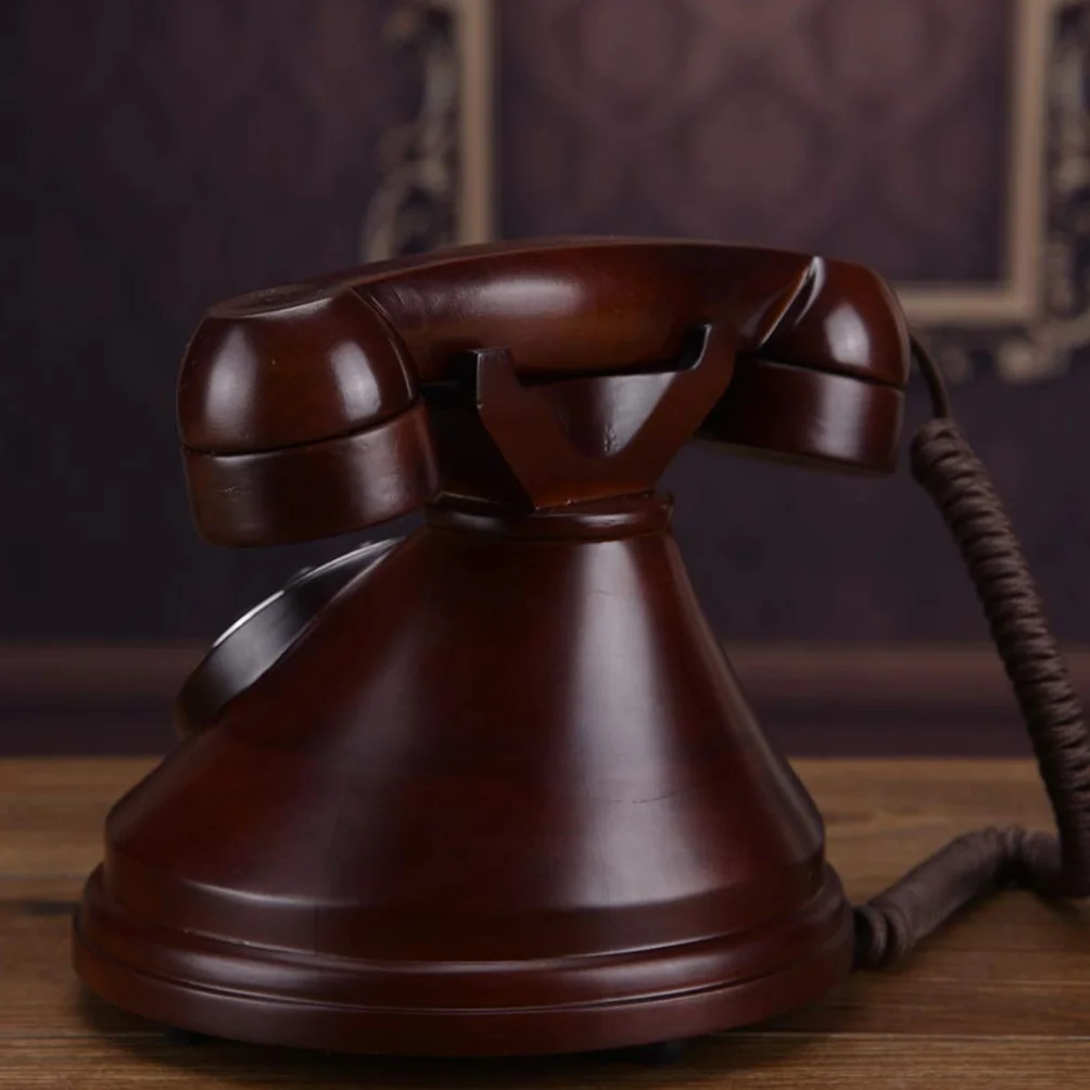 Telefon retro z litego drewna Zabytkowy aparat telefoniczny Europejskie biuro Stacjonarny telefon domowy Telefon amerykański ，Antyczny telefon