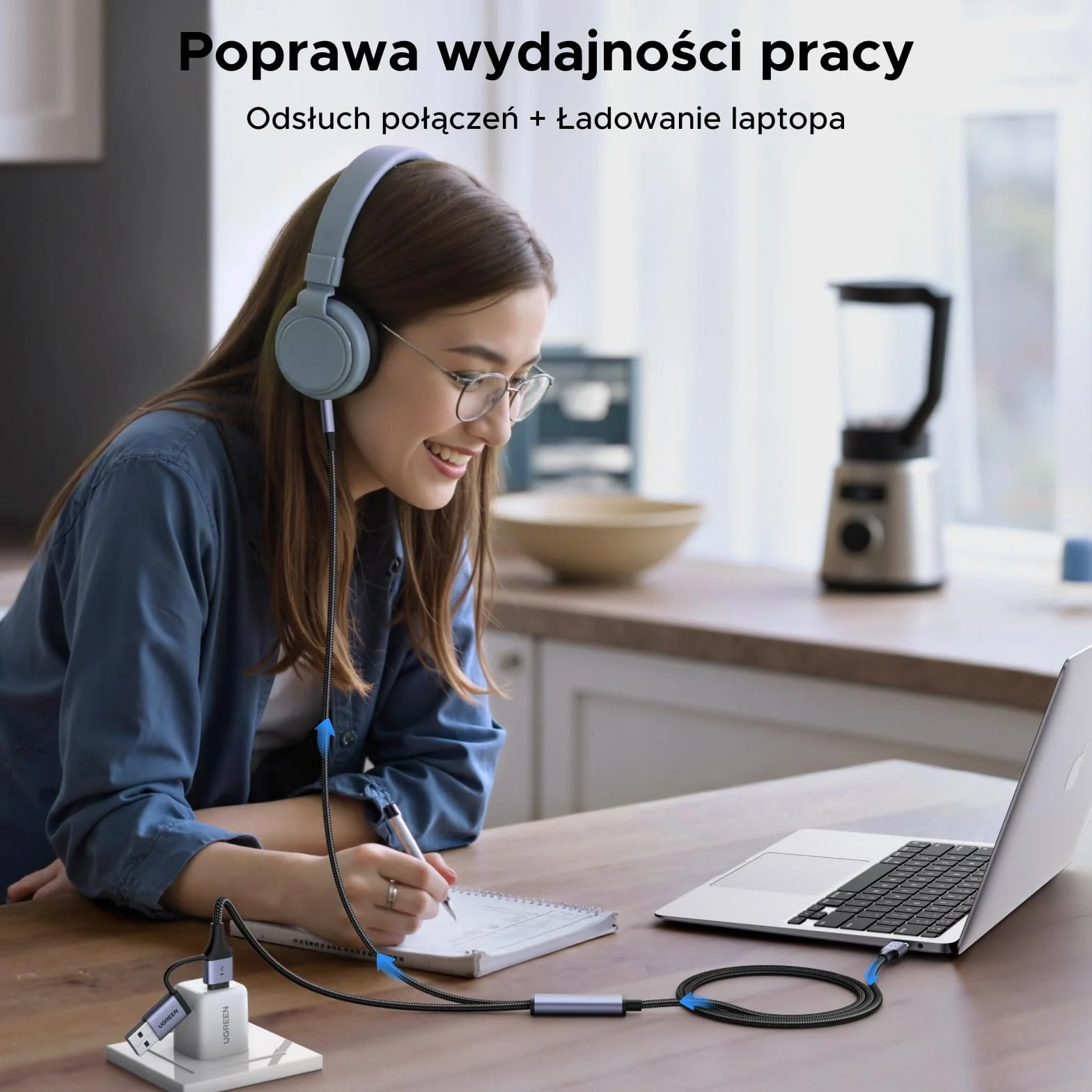 UGREEN Adapter USB-C na jack 3,5mm, 2w1 z 60W PD | kompatybilny z iPhone 17, Galaxy S25, iPad Pro itp., Hi-Res Audio, szybkie ładowanie 60W PD, Plug & Play, bez sterowników