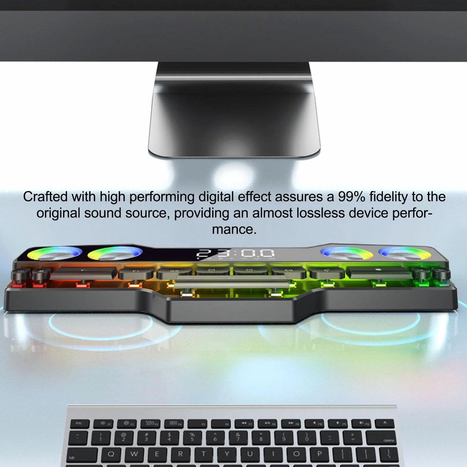 Głośniki do Gier 3600 MAh RGB, Wiele Trybów Odtwarzania Głośnik Komputerowy z Oświetleniem RGB, Unikalny System Głośników Komputerowych w Kształcie Klawiatury do Laptopów PC