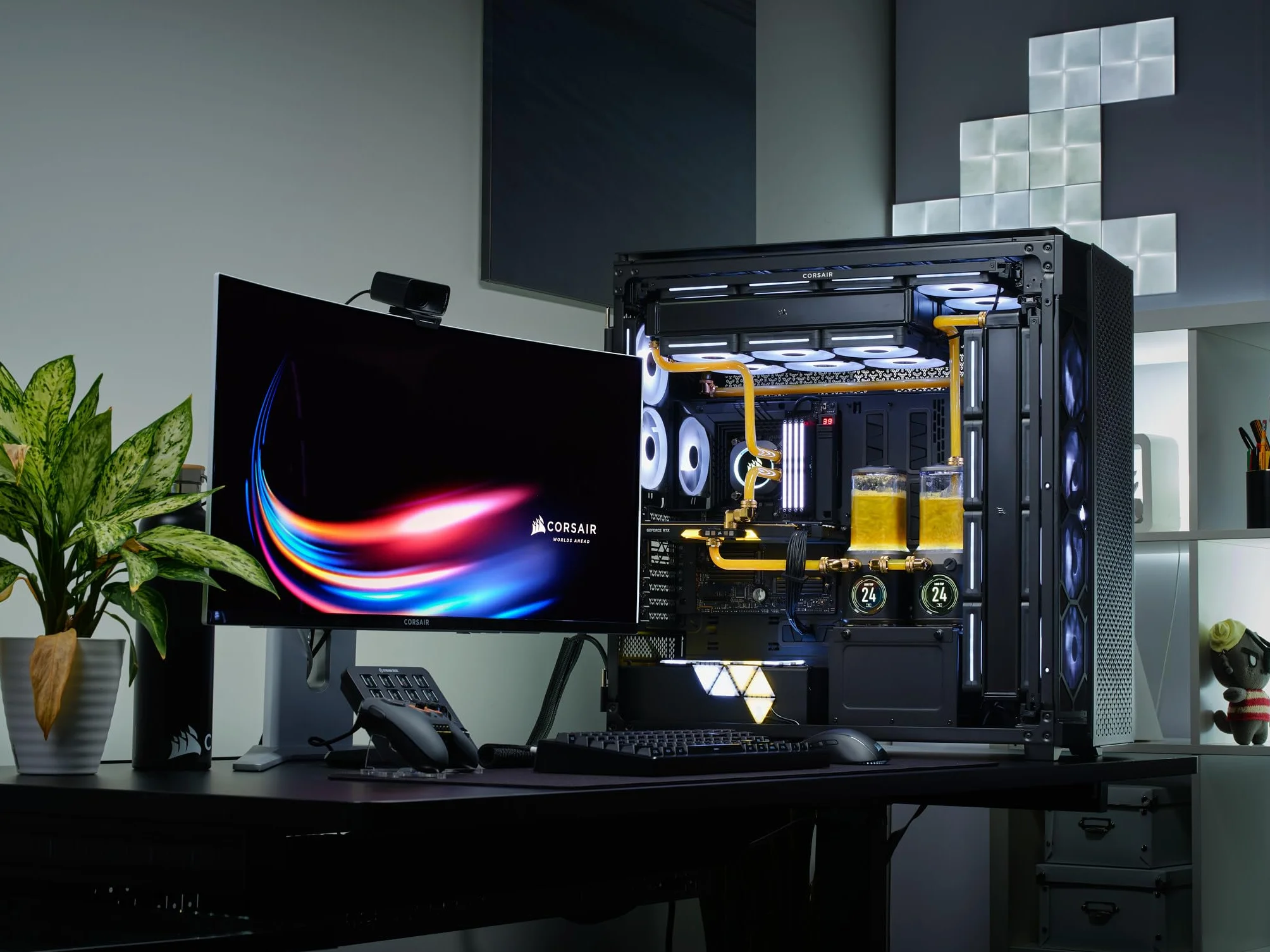 CORSAIR 9000D RGB AIRFLOW Super Full-Tower Obudowa Komputera – Przestronne Wnętrze – Mocowanie Wentylatorów InfiniRail™ – W Zestawie Koncentrator Systemowy iCUE LINK – Bez Wentylatorów – Czarny