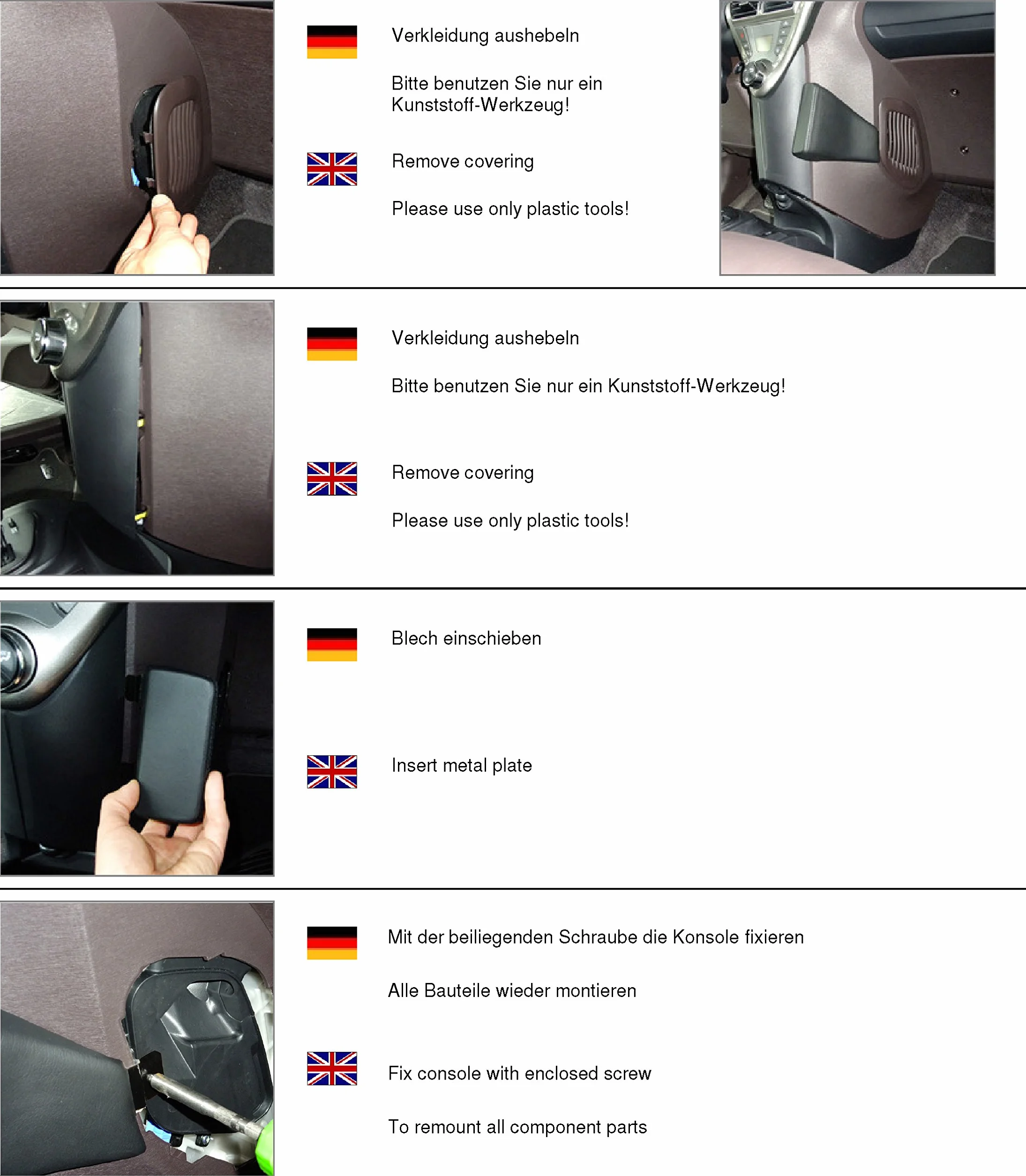 KUDA 083575 uchwyt sztuczna skóra czarny do Toyota iQ od 01/2009 do 2015