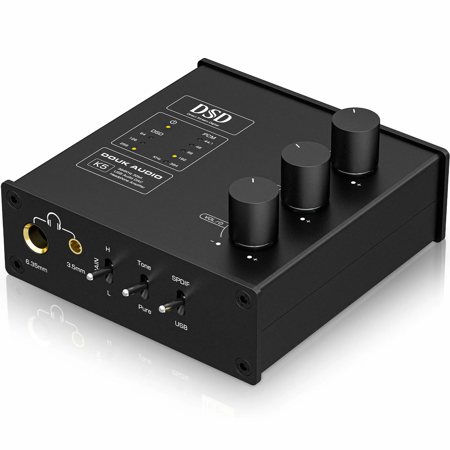 Douk Audio K5 PC DAC wzmacniacz słuchawkowy z wejściem USB i optycznym DSD256 do wzmacniaczy, głośników, komputerów Mac i PC