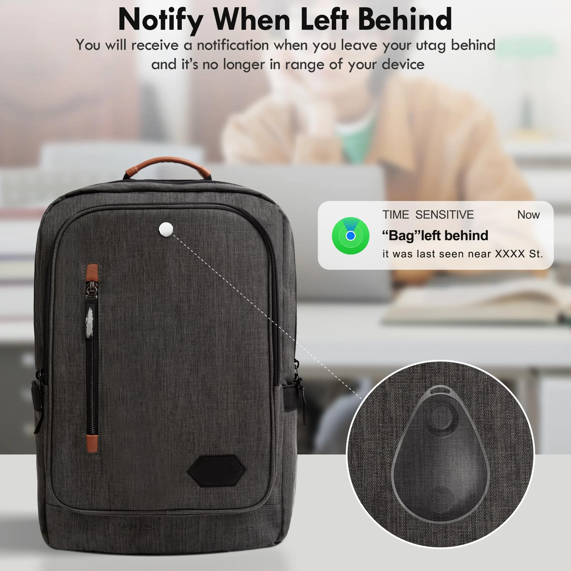 UtagPro lokalizator GPS ukryty, tracker Bluetooth współpracuje z Apple Find My (tylko iOS), wodoodporny, tryb utracony, bez miesięcznej opłaty, certyfikat Mfi, odpowiedni do ubrań, butów, plecaka,