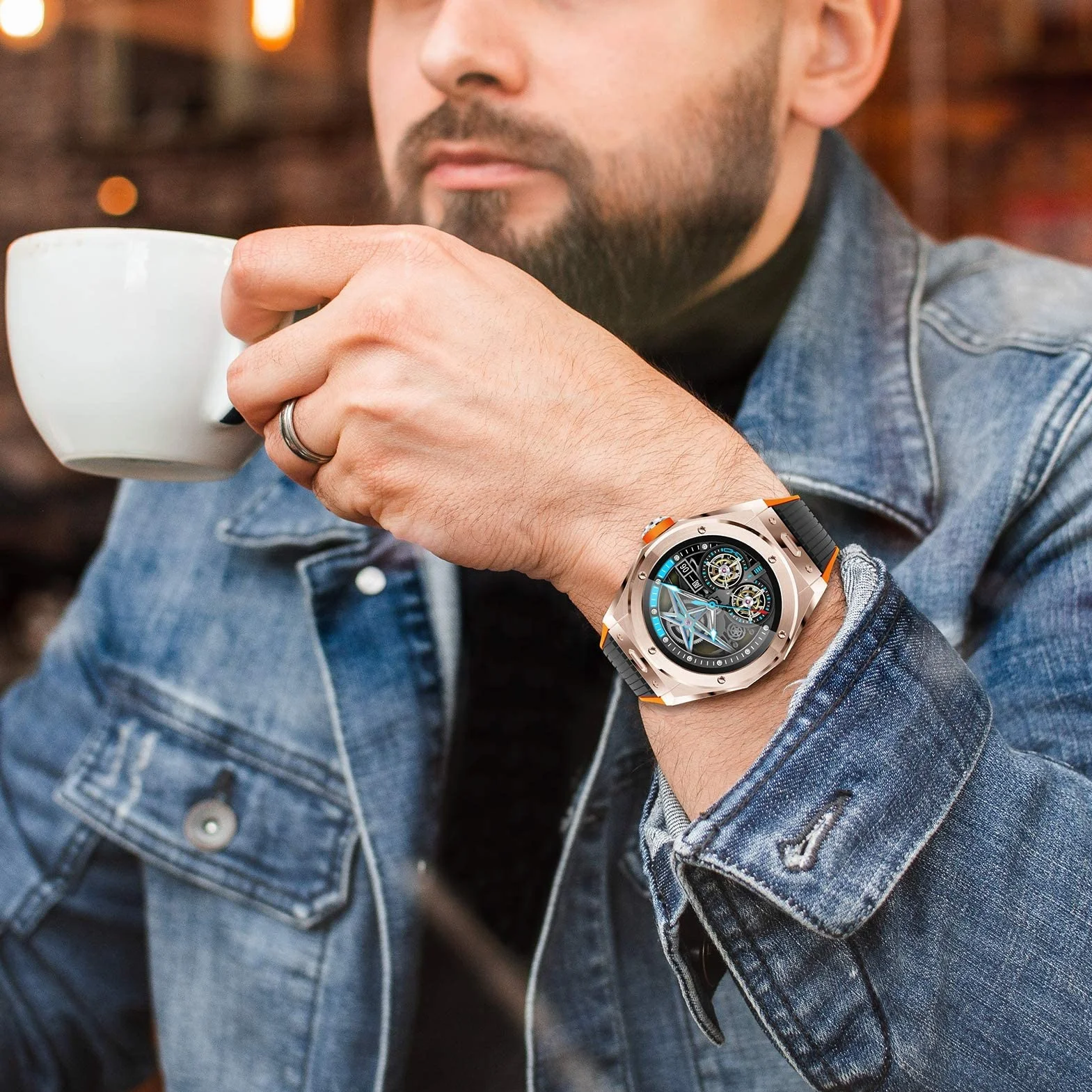 Inteligentny zegarek 1,28 cala Zakrzywiony ekran dotykowy Połączenie Bluetooth Zegarek fitness Monitor aktywności z tętnem i tlenem we krwi Inteligentny zegarek sportowy dla mężczyzn i kobiet na