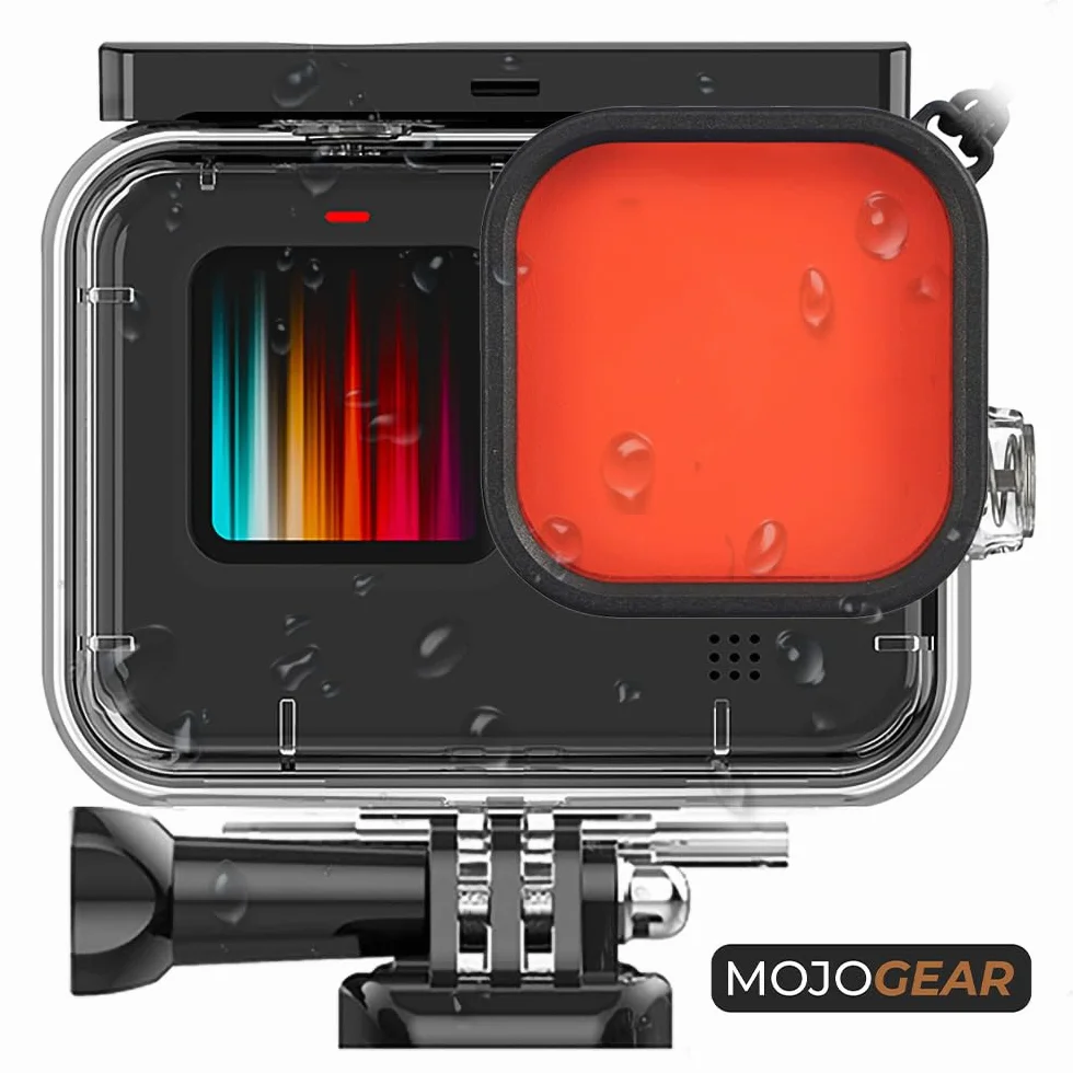 MOJOGEAR Filtr zanurzeniowy do GoPro Hero 13, zestaw 3 szt. z czerwonym, magenta i różowym filtrem do korekcji kolorów podczas zdjęć podwodnych, akcesoria do MOJOGEAR wodoszczelna obudowa