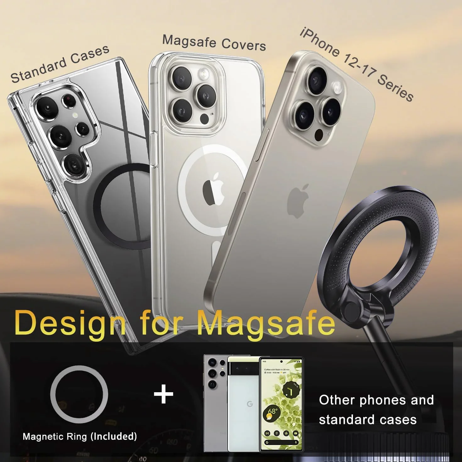 Do uchwytu samochodowego Magsafe, magnetyczny uchwyt na telefon o gramaturze 2800 g i najsilniejsze ssanie 44,5 kg] uchwyt na telefon z regulacją 360° próżniowy magnetyczny uchwyt na telefon