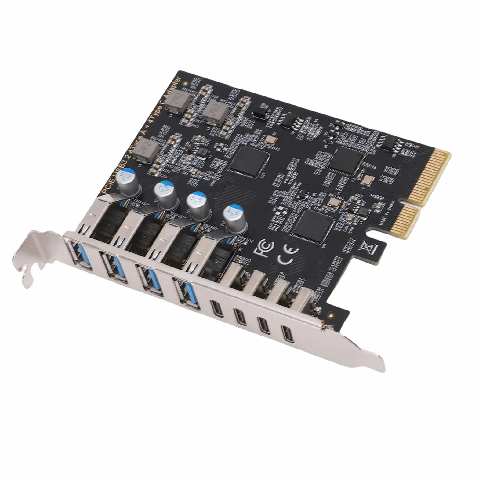 Jiawu Karta rozszerzeń PCI Express, 8-portowa Karta PCle USB 3.2 Gen 2, przepustowość 10 Gb/s dla Entuzjastów Gier