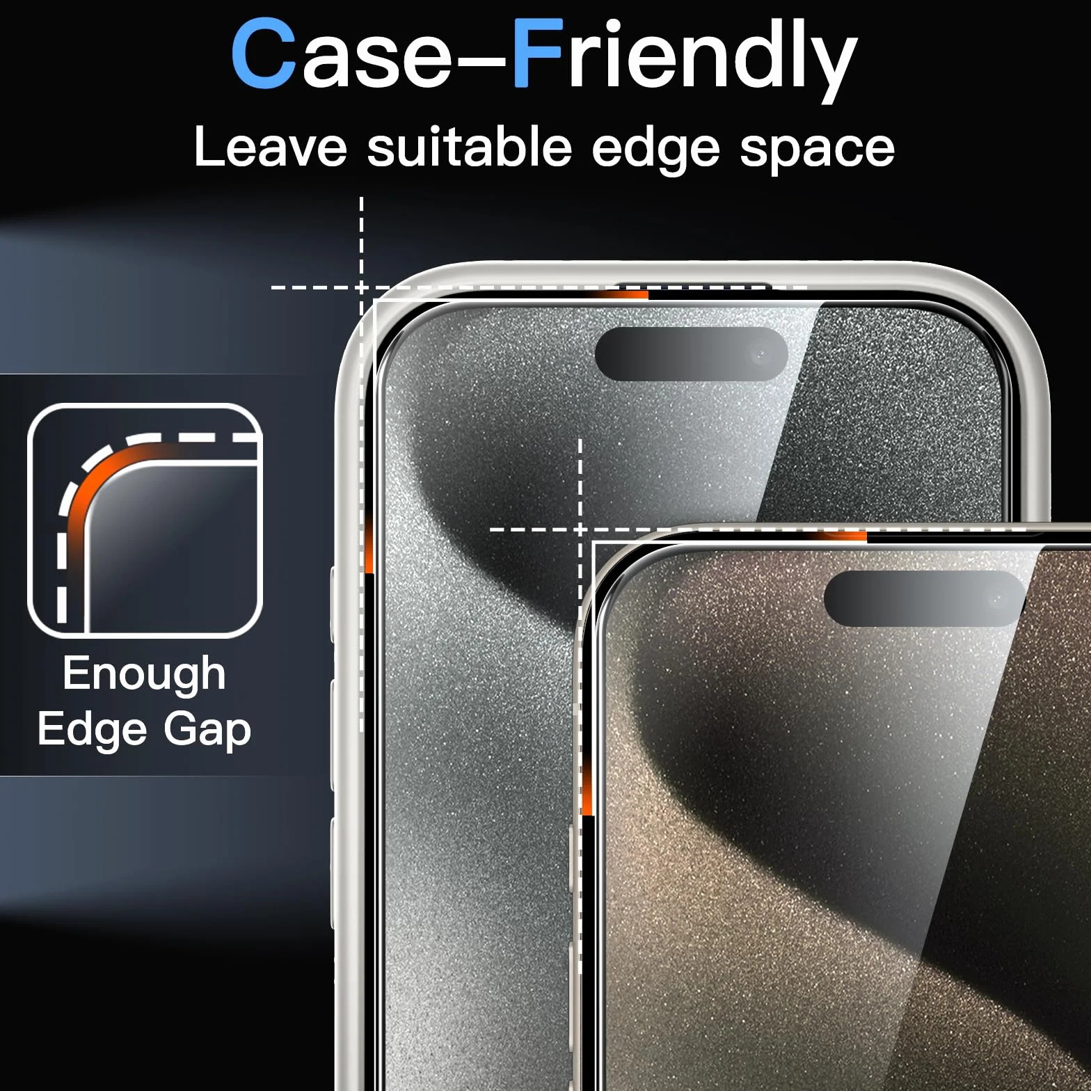 JETech Ochraniacz Ekranu dla iPhone 15 Pro 6,1 Cala, Jednym Kroku Łatwa Instalacja z Auto-Wyrównywaniem Pudełko bez Bąbelków, 9H Szkło Hartowane Film, HD Przejaśniać, 3 Sztuki