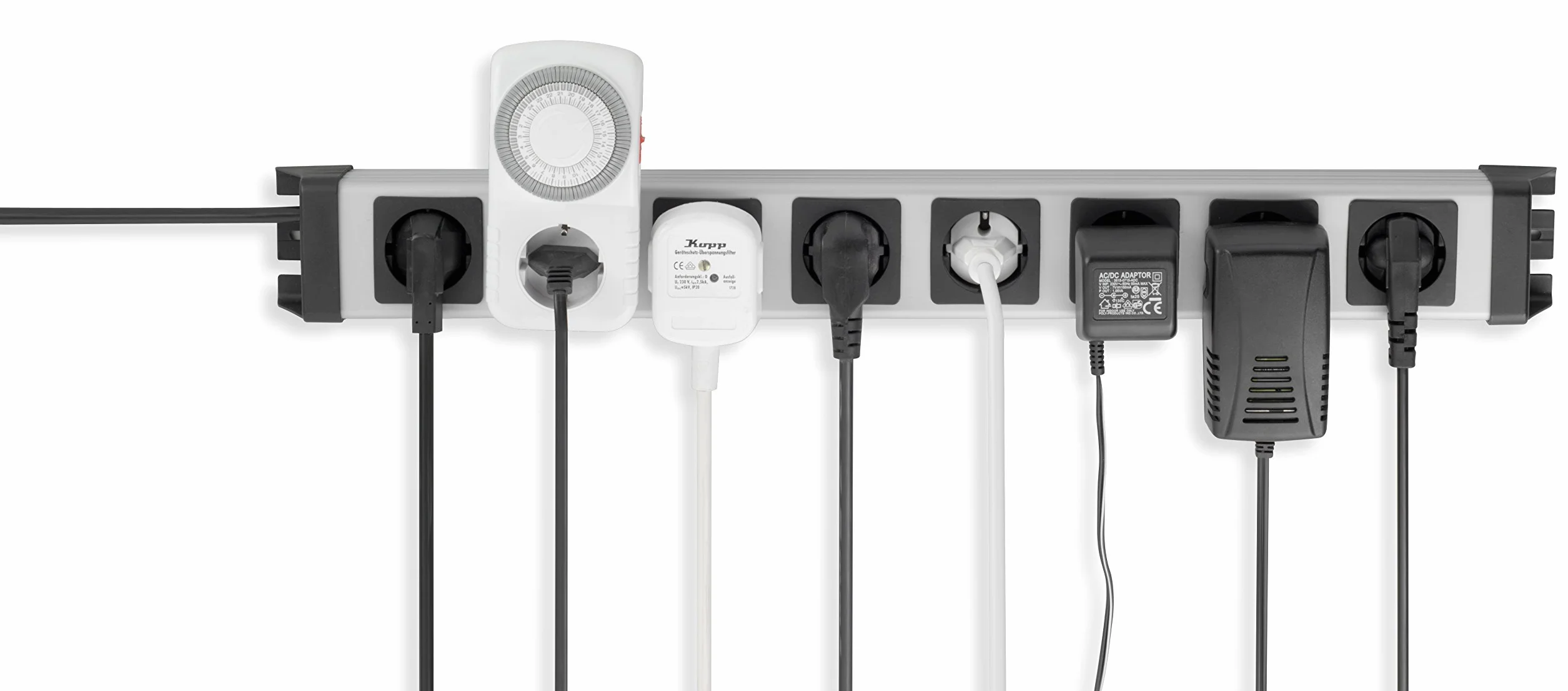 Kopp 227020018 Powerversal listwa zasilająca, 9 gniazd, z podświetlanym przełącznikiem, IP 20