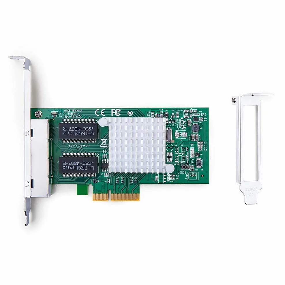 ipolex Gigabit karta sieciowa PCI-E Intel I350-T4 - I350 Chip, 1 GB PCI Express Enternet 2.0 X4 karta LAN, 10/100/1000Mbps Quad RJ45 Ports(NIC) do Windows Server, Linux, VMware ESX