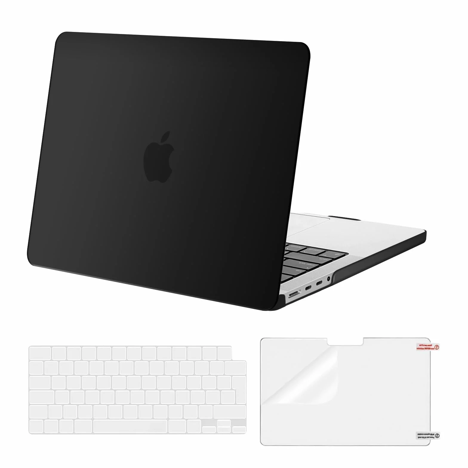 MOSISO Etui kompatybilne z MacBook Pro 14" M5 M4 M3 M2 M1 2026-2021 | Ultracienka, jedwabista skóra twarda obudowa A3427 A3426 A3434 A3112 A3401 A3185&ochrona klawiatury i wyświetlacza, czarna