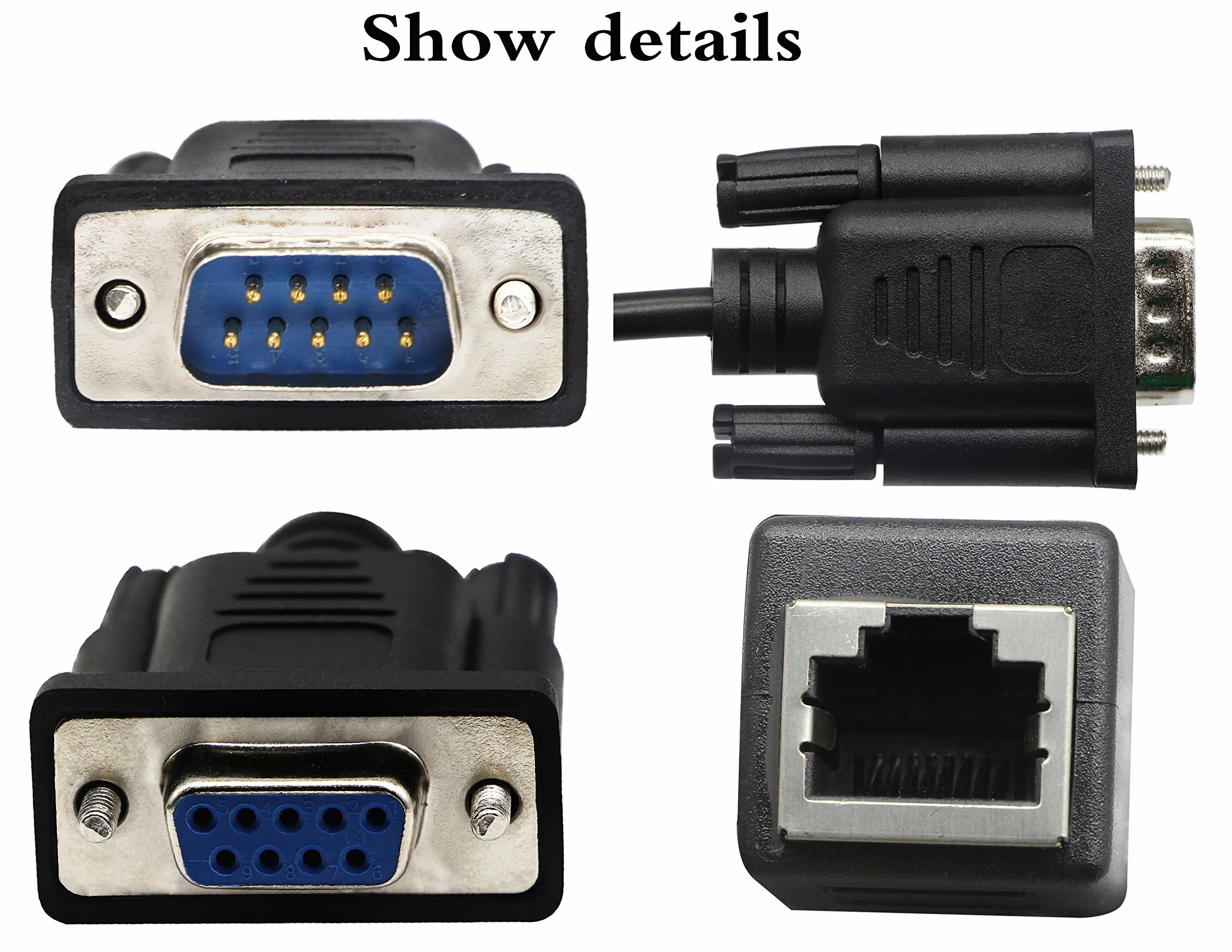 Kabel RJ45 do RS232, DB9 9-pinowy port szeregowy żeński i męski do RJ45 żeńska konsola Ethernet LAN Cat5/6 (18 cm/7 cali) 2 szt