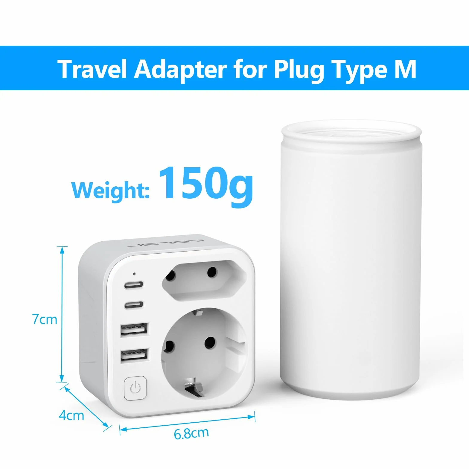 Adapter podróżny do Republiki Południowej Afryki, 2 wtyczki typu M z 2 USB i 2 USB C, 3,4 A 17 W