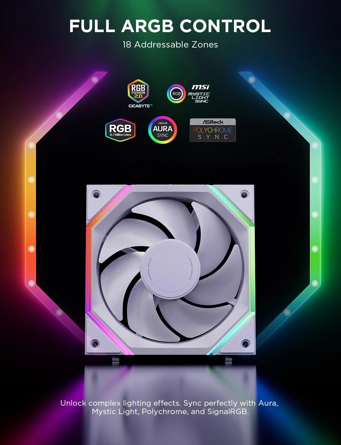 AsiaHorse Nyota Pro wentylator obudowy 120 mm, wentylator PC 120 mm, zestaw 3 sztuk, Daisy Chain ARGB PWM 2000 obr./min, cichy, High Airflow Case Fan, standardowe łopatki wentylatora (powietrze