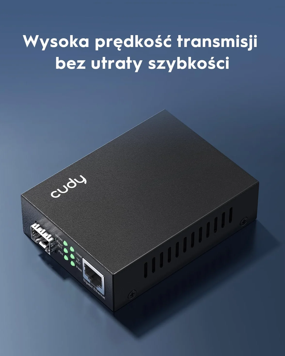 Cudy MC220 konwerter mediów Gigabit Ethernet, 10/100/1000 Mbps Gigabit Ethernet RJ45-do SFP do Gigabit, obsługa modułu 1000BASE-SX/LH-SFP-Mini-GBIC, modem z włókna szklanego