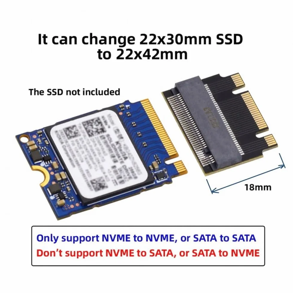 CY NGFF B+M NVME M-Key 22x30mm do 22x42mm Adapter przedłużający męsko-żeński kompatybilny z Legion Go 2230 2242 SSD