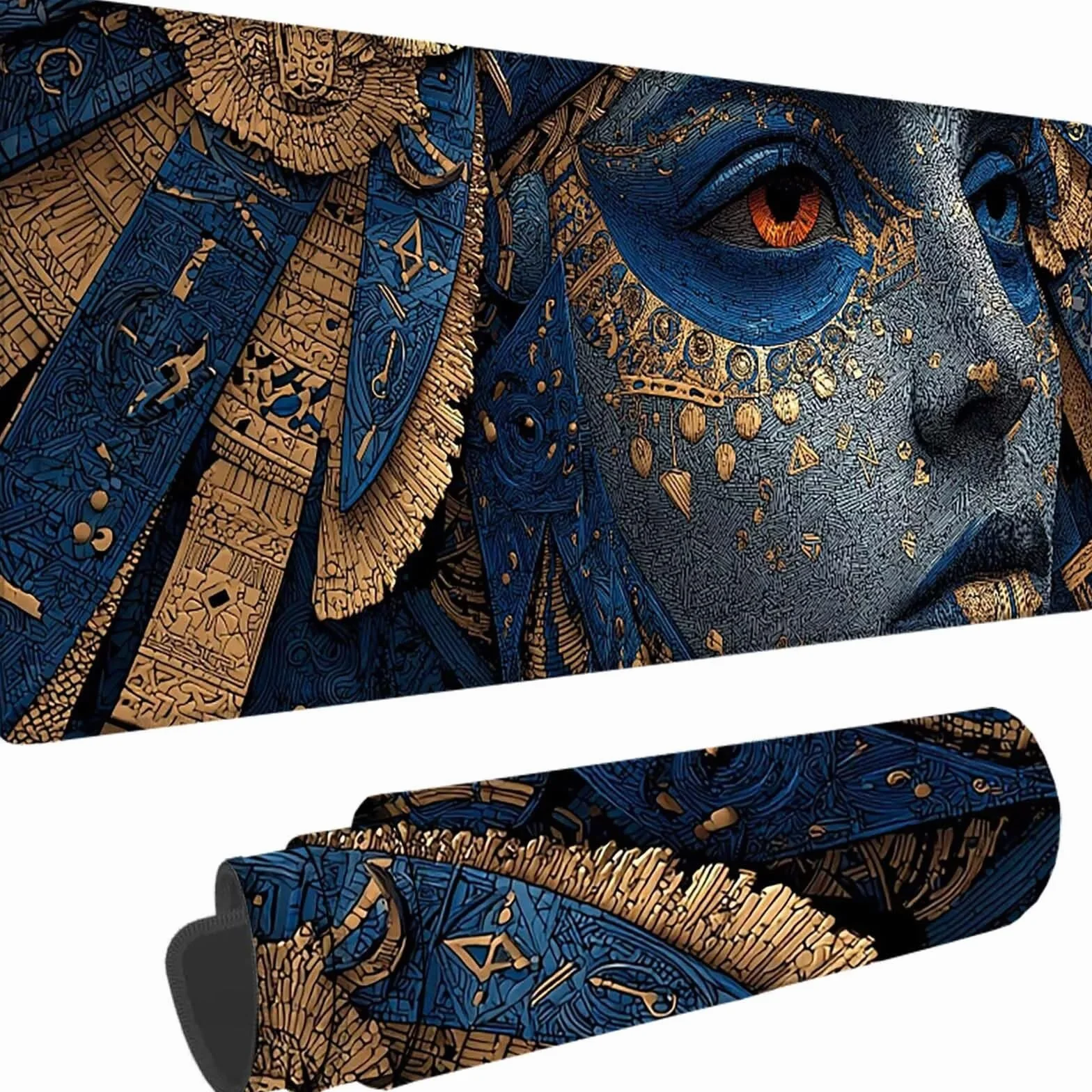 Gamingowa podkładka pod mysz, szara, XXL, 1200 x 600 x 3 mm, XXL, egipski faraon, podkładka pod mysz, akcesoria gamingowe, podkładka na biurko, designerska, szyte krawędzie, wodoodporna i trwała, do