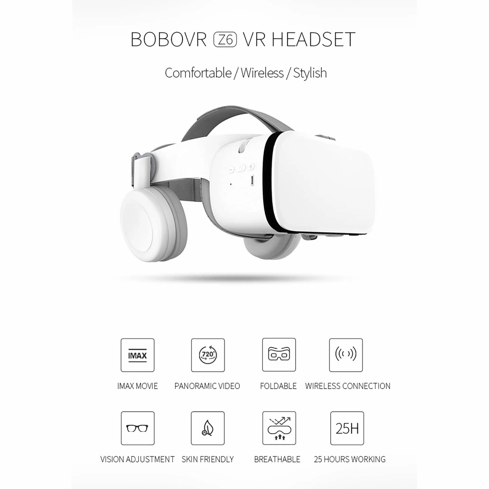 Okulary VR z pilotem zdalnego sterowania, okulary VR do filmów 3D gry wideo, VR Realidad Virtuales Game System VR zestaw słuchawkowy do iPhone'a Apple Android PC Phone (kolor: biały, rozmiar: 032)