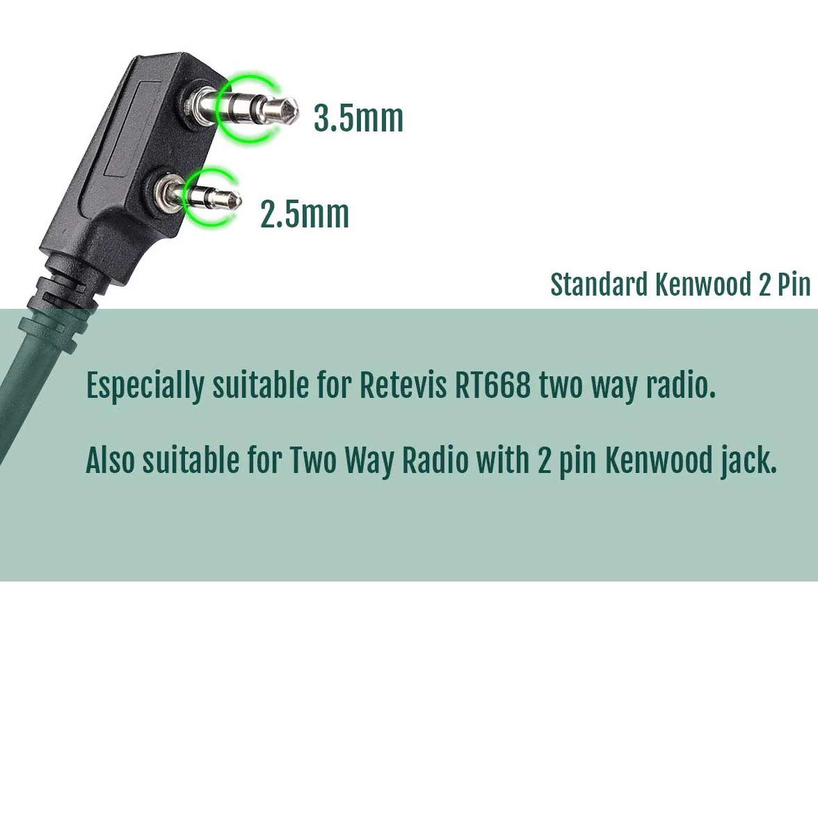 Retevis RT668 słuchawki radiowe z mikrofonem, kompatybilne z Retevis RT24 RT27 RT28 RT619 eSynic UV-5R BF-88E BaoFeng BF-888S Kenwood, 2-pinowe słuchawki douszne, zestaw słuchawkowy bezpieczeństwa (10 szt.)