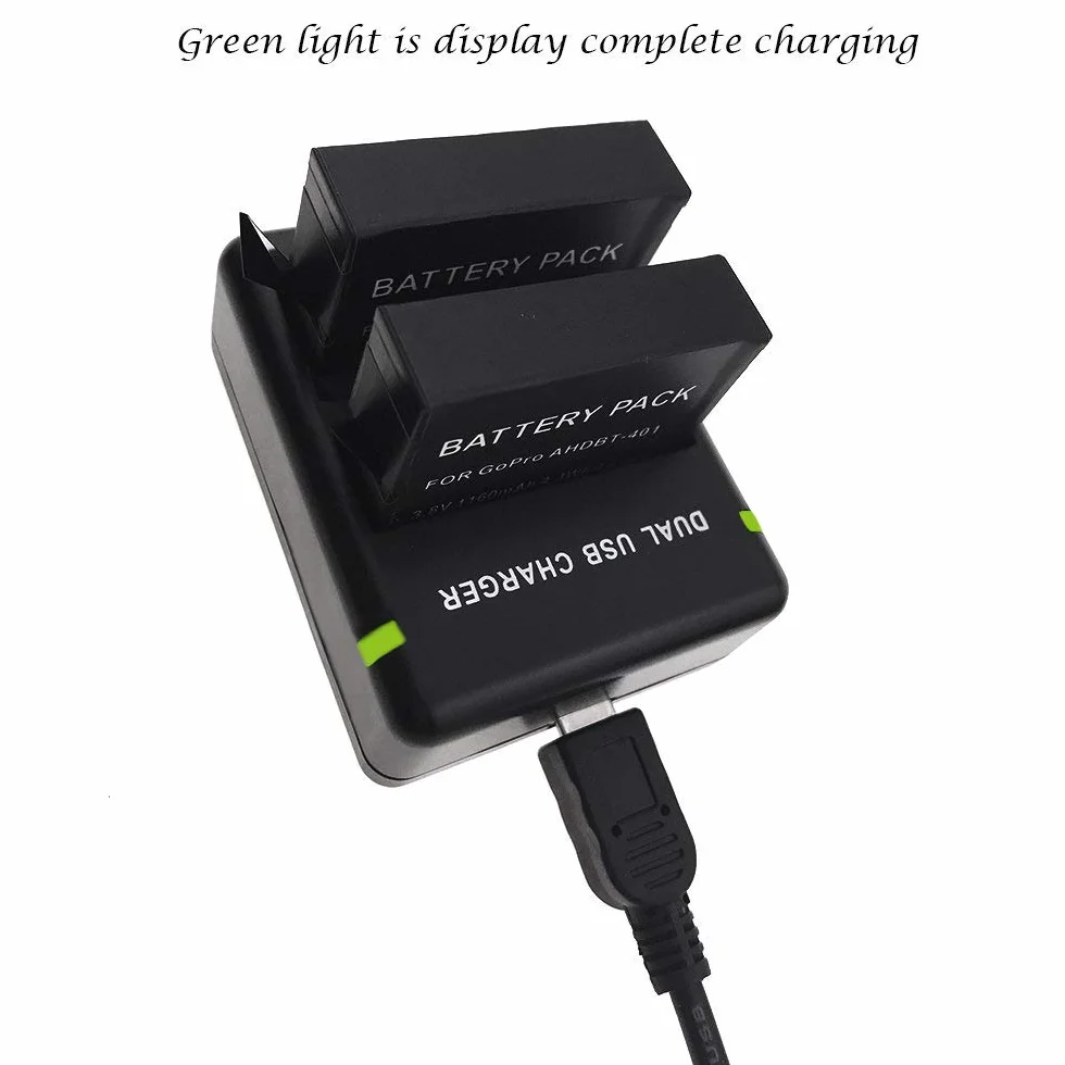 Suptig Bateria (2 sztuki) i ładowarka Daul do Gopro Hero 4 Black Gopro HEROR4 Silver i AHDBT-401