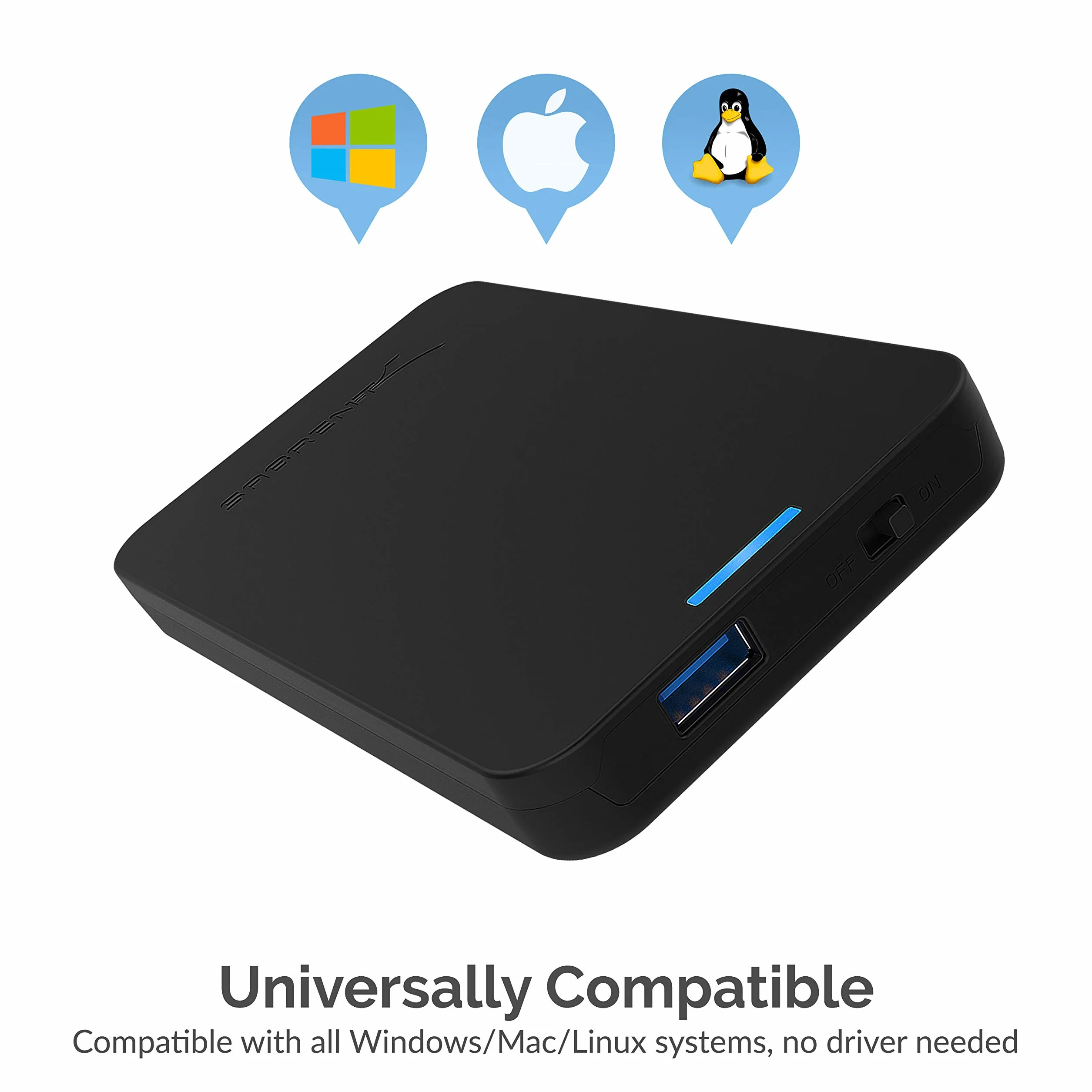 SABRENT 2.5 cala SATA na USB 3.0 Gen 1 SSD/HDD Zewnętrzna obudowa dysku twardego, zewnętrzna obudowa dysku twardego, adapter dysku twardego 7 mm/9,5 mm, [Obsługa SATA I II III UASP] Czarny (EC-UASP)